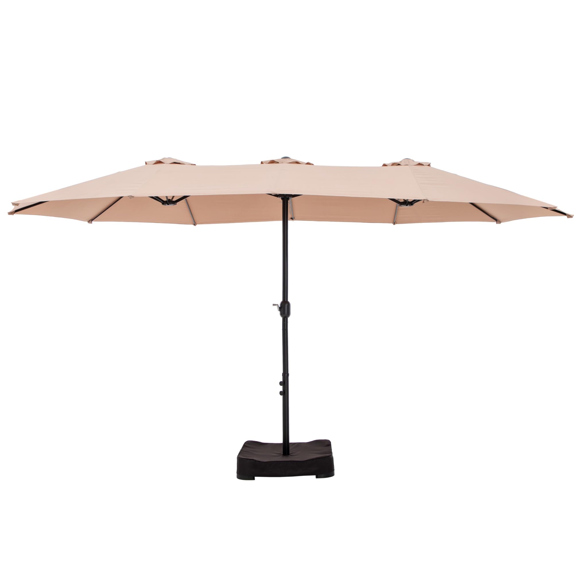 HERA'S PALACE 15ft Rectangle Patio Umbrella with Heavy Duty Base - Outdoor Market Umbrella for Deck, Poolside, Picnic, and Commercial Use - Beige