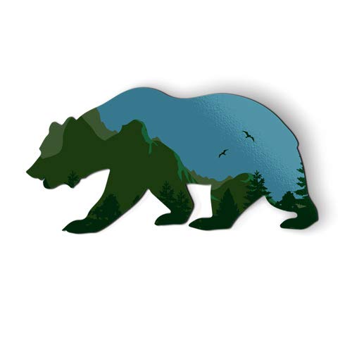 Bear Shaped Mountain Nature Green Fridge Magnet - 4 Inch Car & Locker Decorative Magnet for Home, Office, Dorm - Perfect for Fridge, Whiteboard, Metal Surfaces