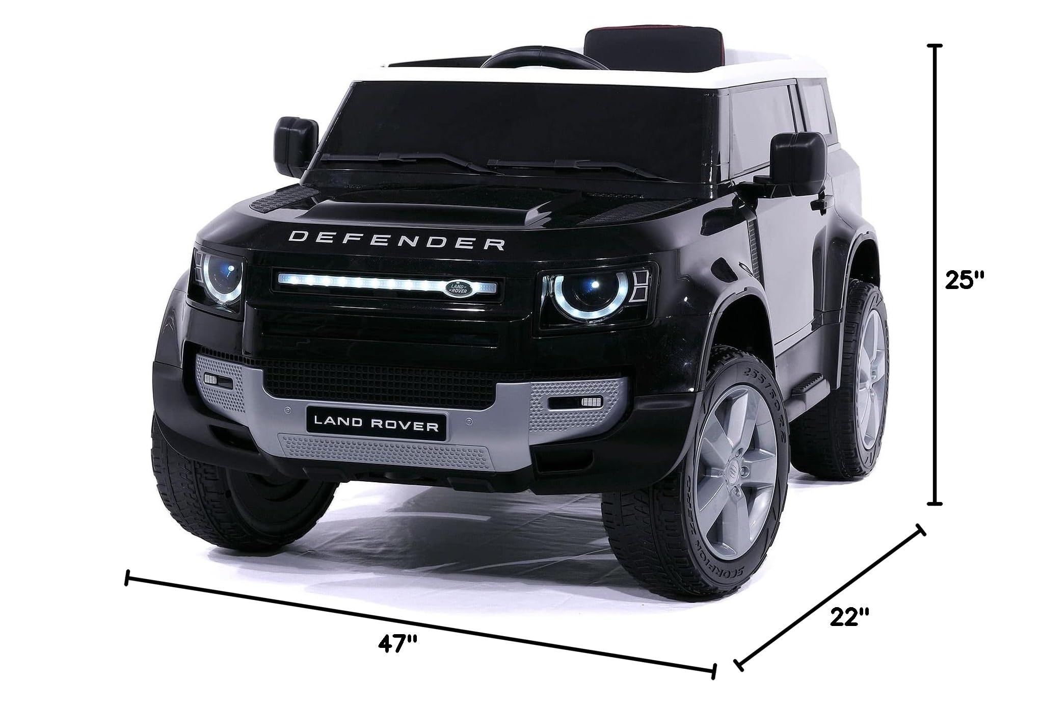 Modern Kids Land Rover Defender 12V Electric Ride-On Car with Remote Control, MP3/USB Music Player, Leather Seat & LED Lights - Black | Off-Road Adventure Toy for Boys & Girls | Perfect for Outdoor Play, Birthday Gifts & Backyard Fun