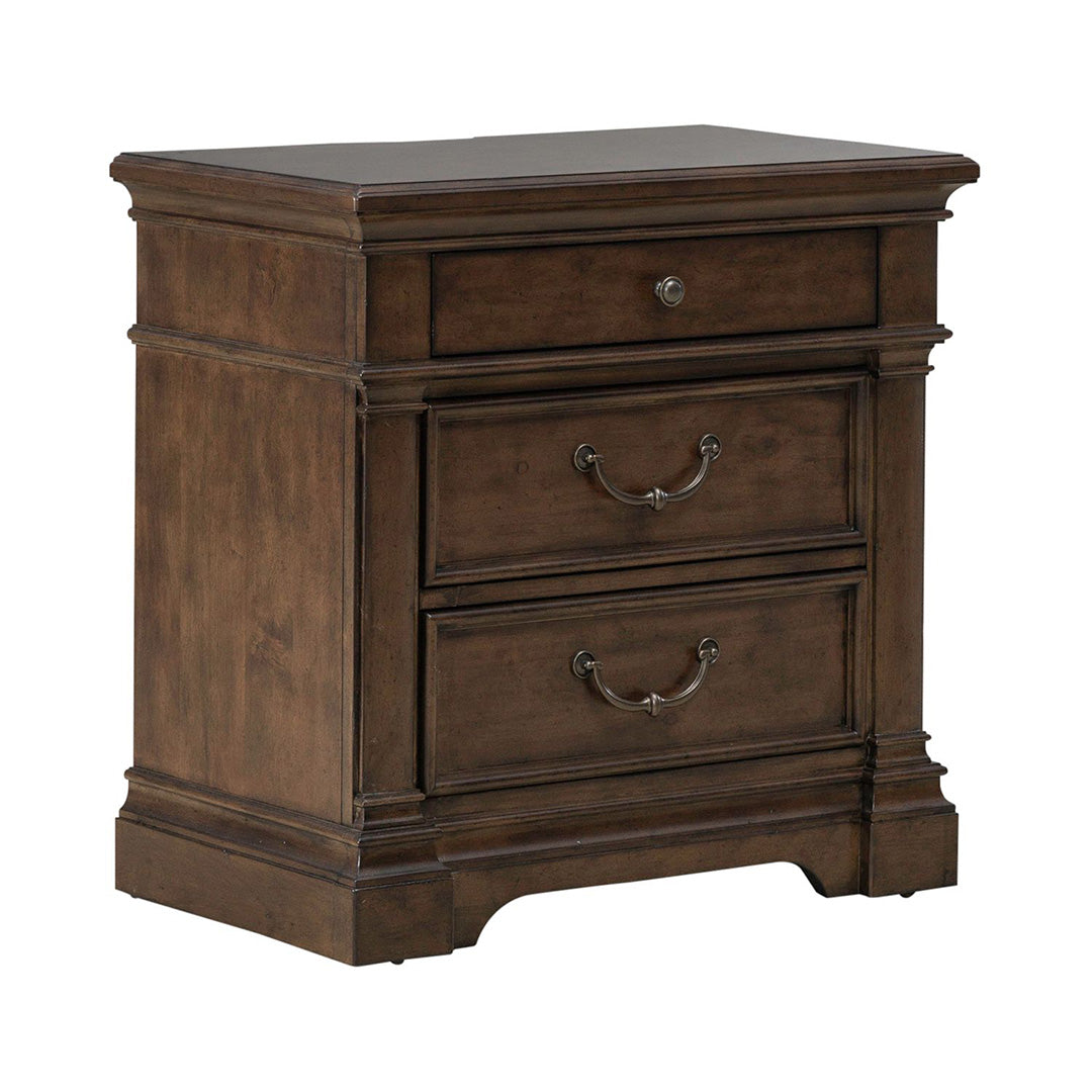 Modern Nightstand with USB Ports - Arden Road Bedside Table for Bedroom, Living Room & Dorm - Compact End Table with Storage Shelf & Drawer for Small Spaces