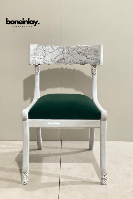 Hand Carved Fable Wooden Dining Chair - Solid Wood Indian Furniture for Home, Restaurant & Cafe Decor | Traditional Handcrafted Design