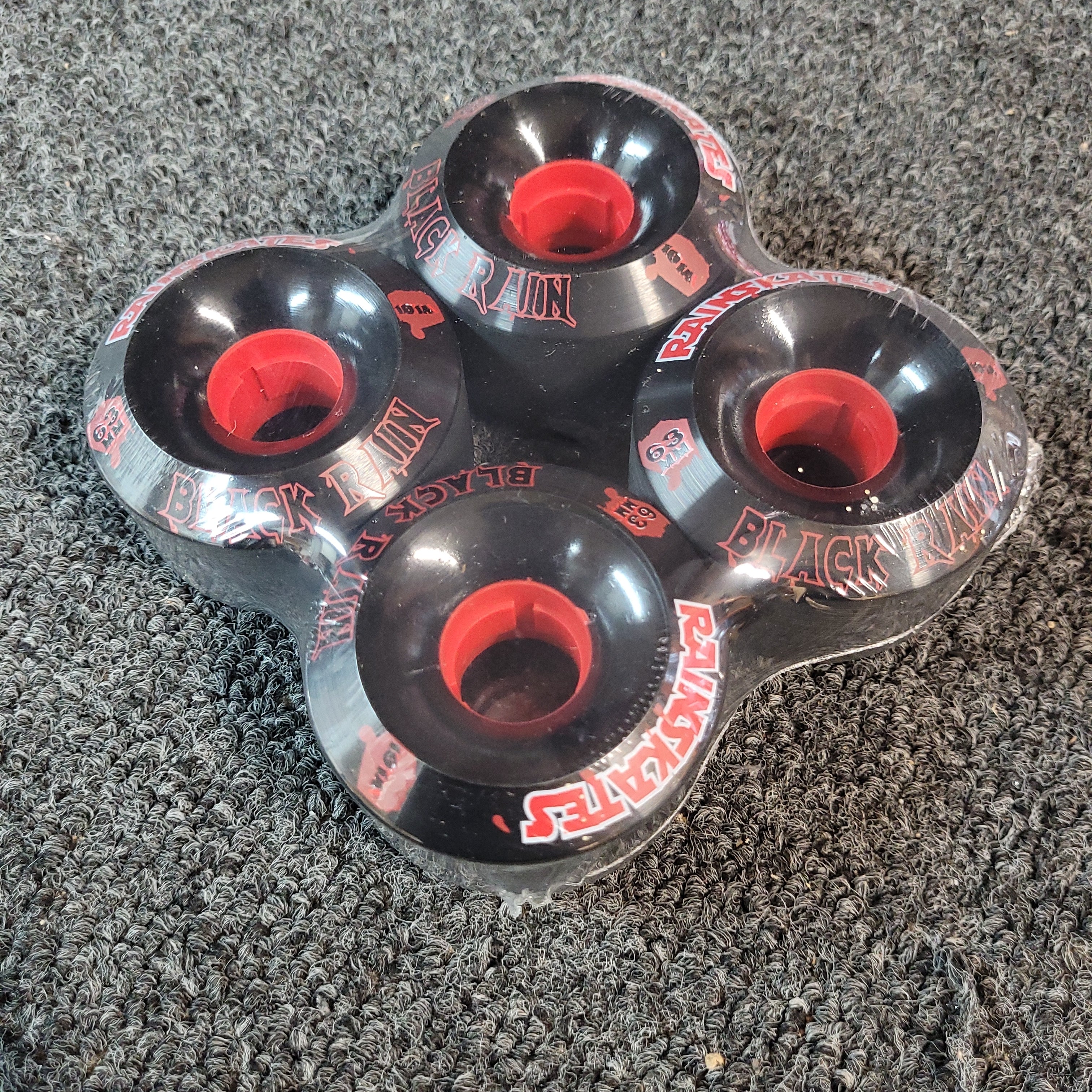 Rainskates 63mm 101A Black Rain Skateboard Wheels - High Performance for Street Skating & Park Riding