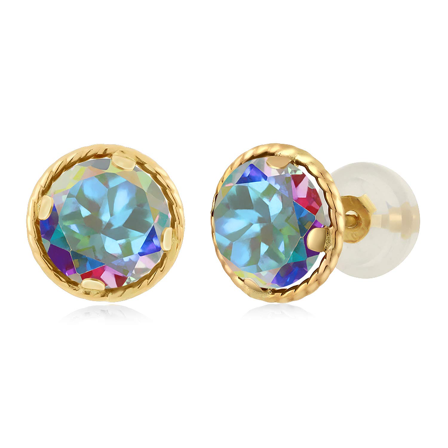 14K Gold 6MM Round Birthstone Stud Earrings for Women & Men | Genuine Gemstone Jewelry | Perfect Gift for Anniversary, Birthday & Special Occasions