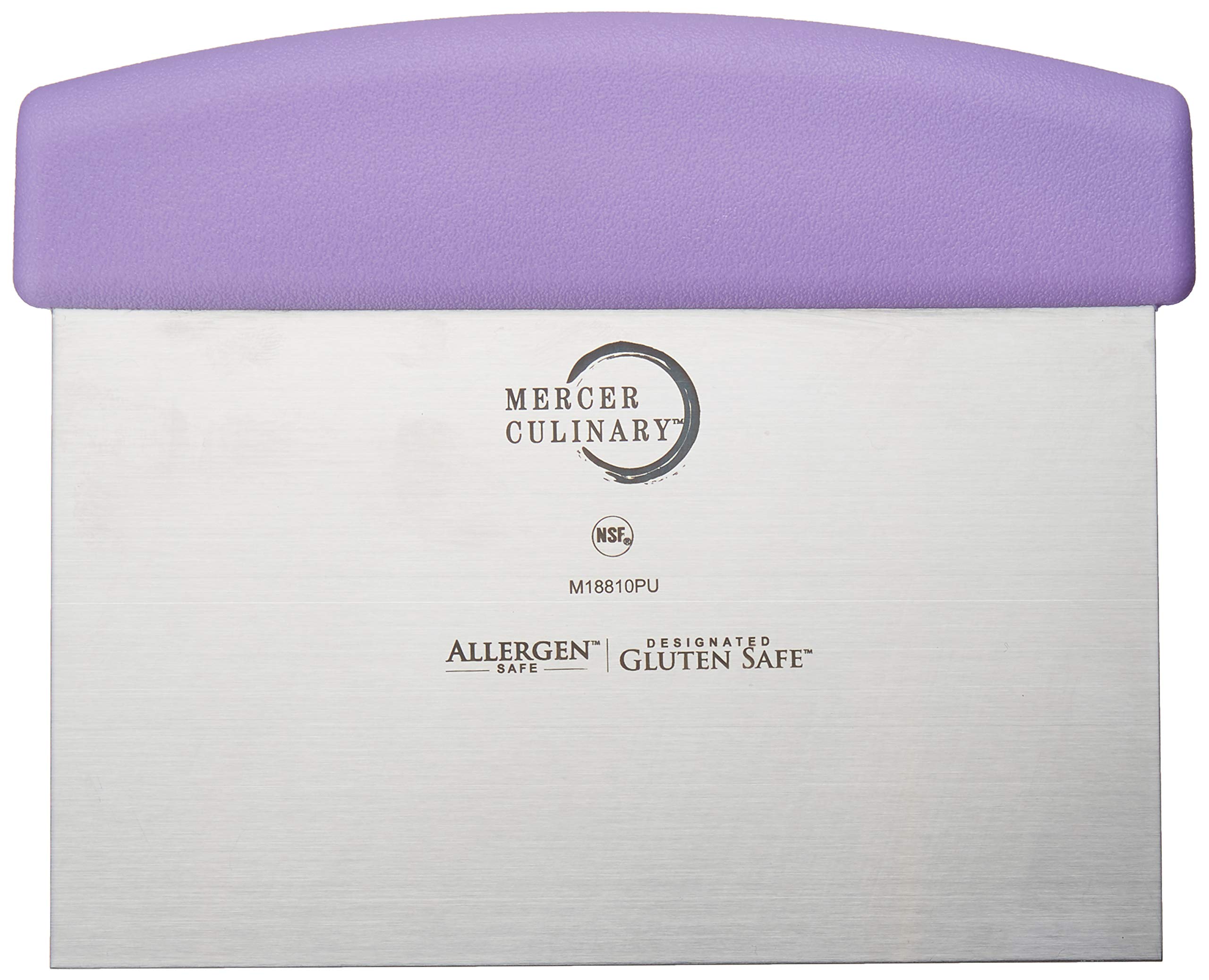 Mercer Culinary Millennia 6-Inch x 3-Inch Stainless Steel Bench Scraper with Purple Handle - Dough Cutter, Pastry Tool, Baking Accessory for Home & Professional Kitchens