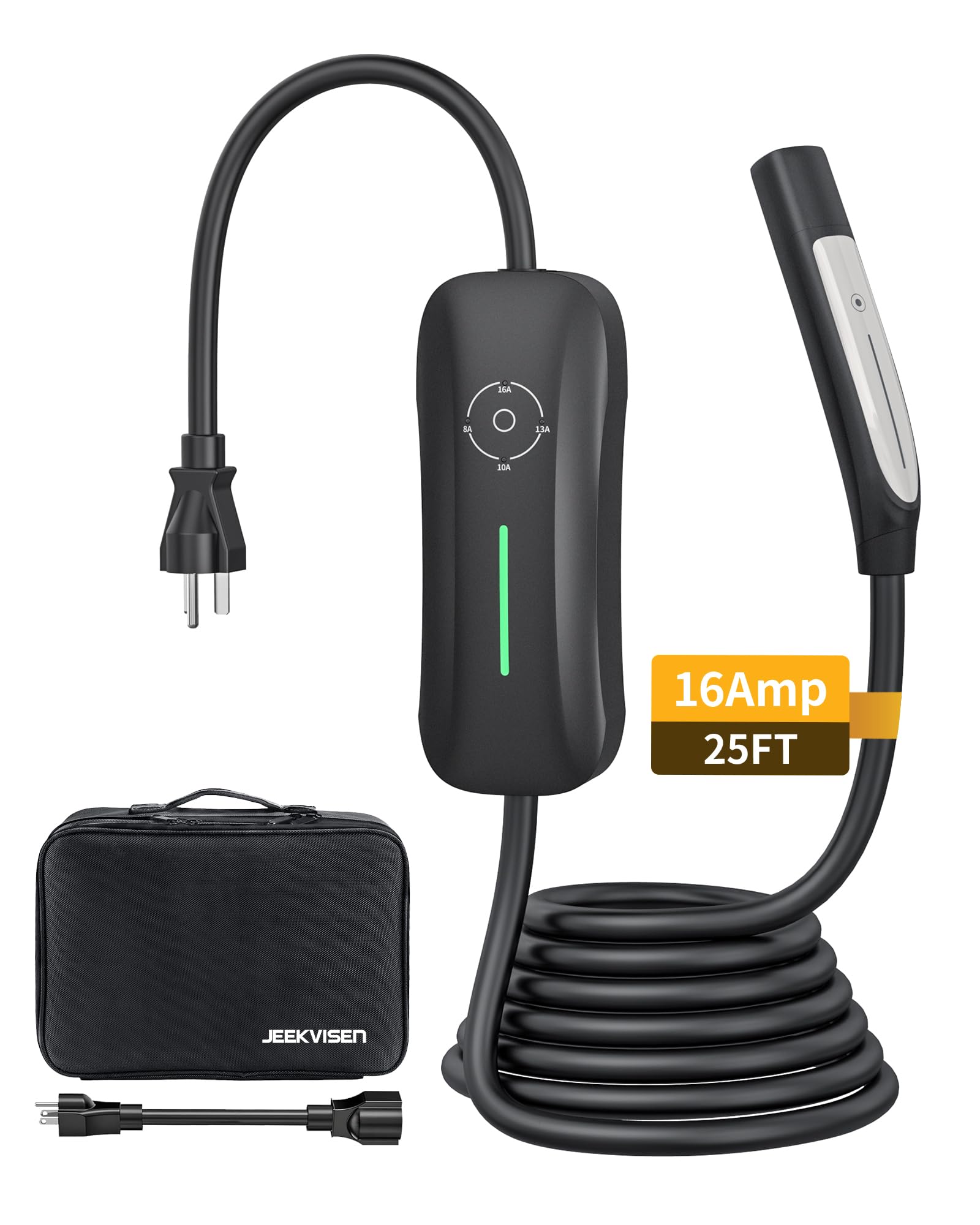 Tesla EV Charger Level 1 & 2 - 240V 16Amp Portable Electric Vehicle Charger with NEMA 5-15 & 6-20 Plugs, 25ft Extension Cord & Adjustable Current - Compatible with Tesla Model S/3/X/Y - Perfect for Home, Office & Road Trip Charging