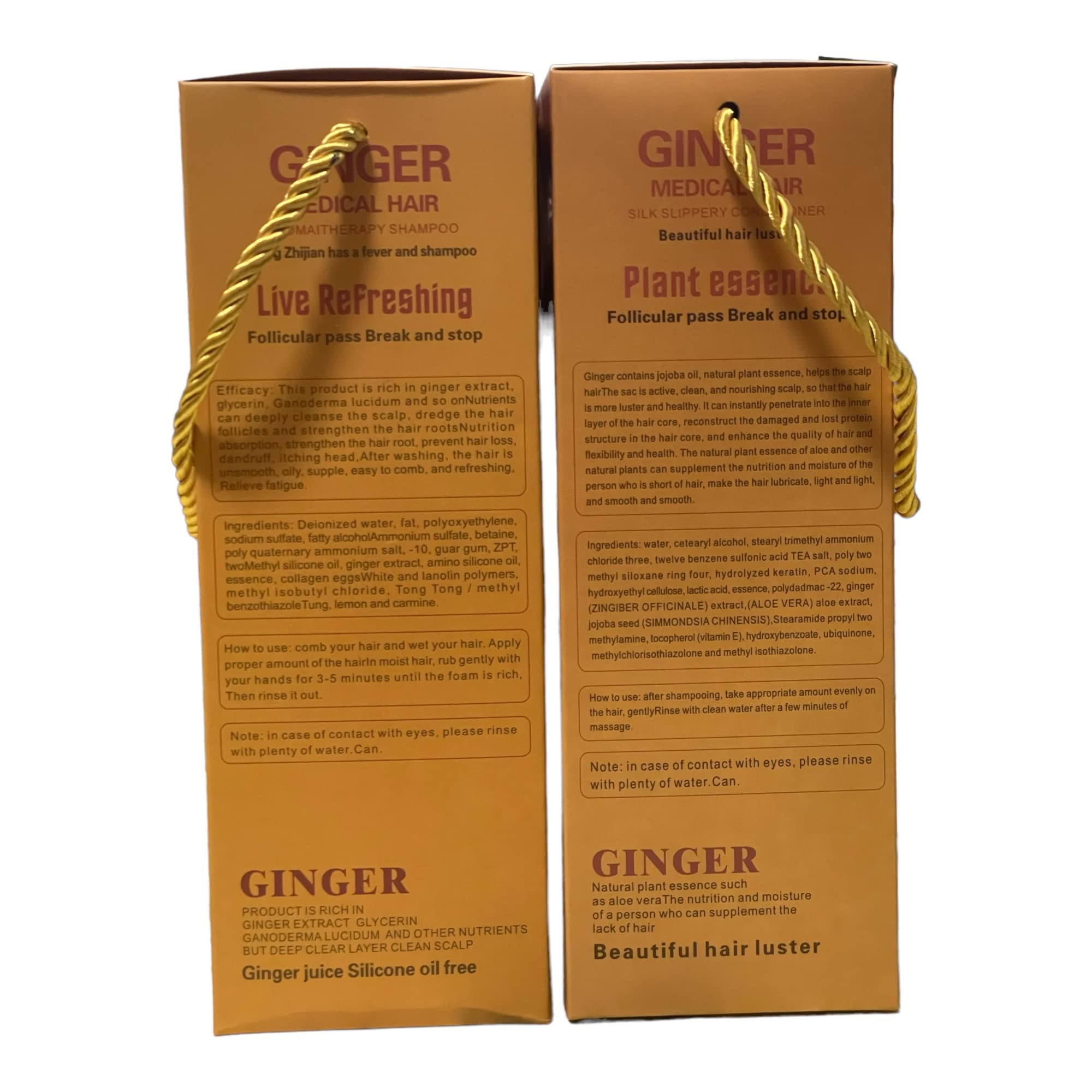 GINGER Medical Shampoo & Conditioner Set for Hair Growth - 2.2lb (27 fl oz) - Sulfate-Free Treatment for Thinning Hair & Scalp Care - Perfect for Daily Use at Home or Salon