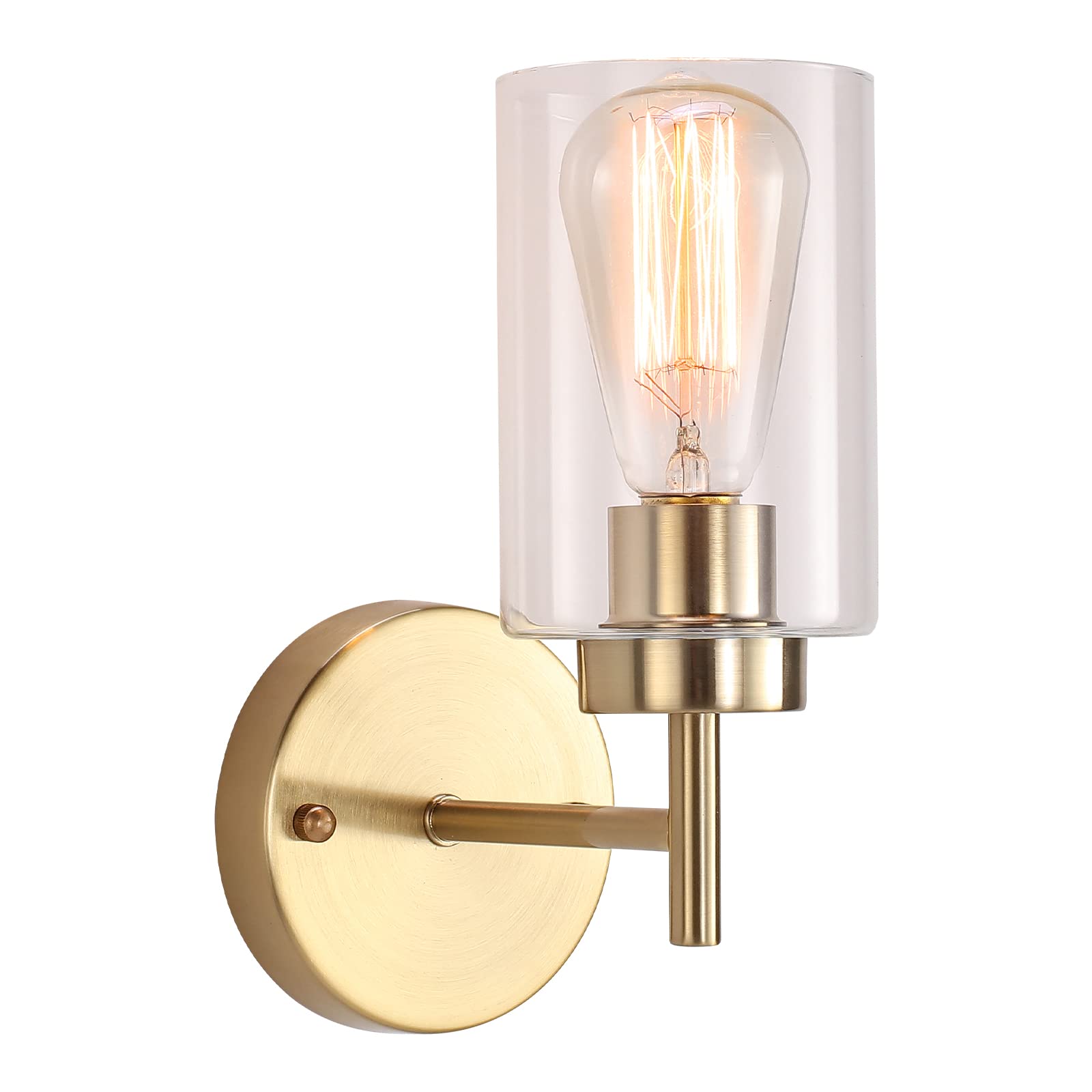 Modern Gold Bathroom Vanity Light - 1 Light Hardwired Wall Sconce Fixture for Farmhouse, Bedroom & Living Room - Elegant Wall Mounted Lamp for Bathroom Mirror Lighting & Home Decor