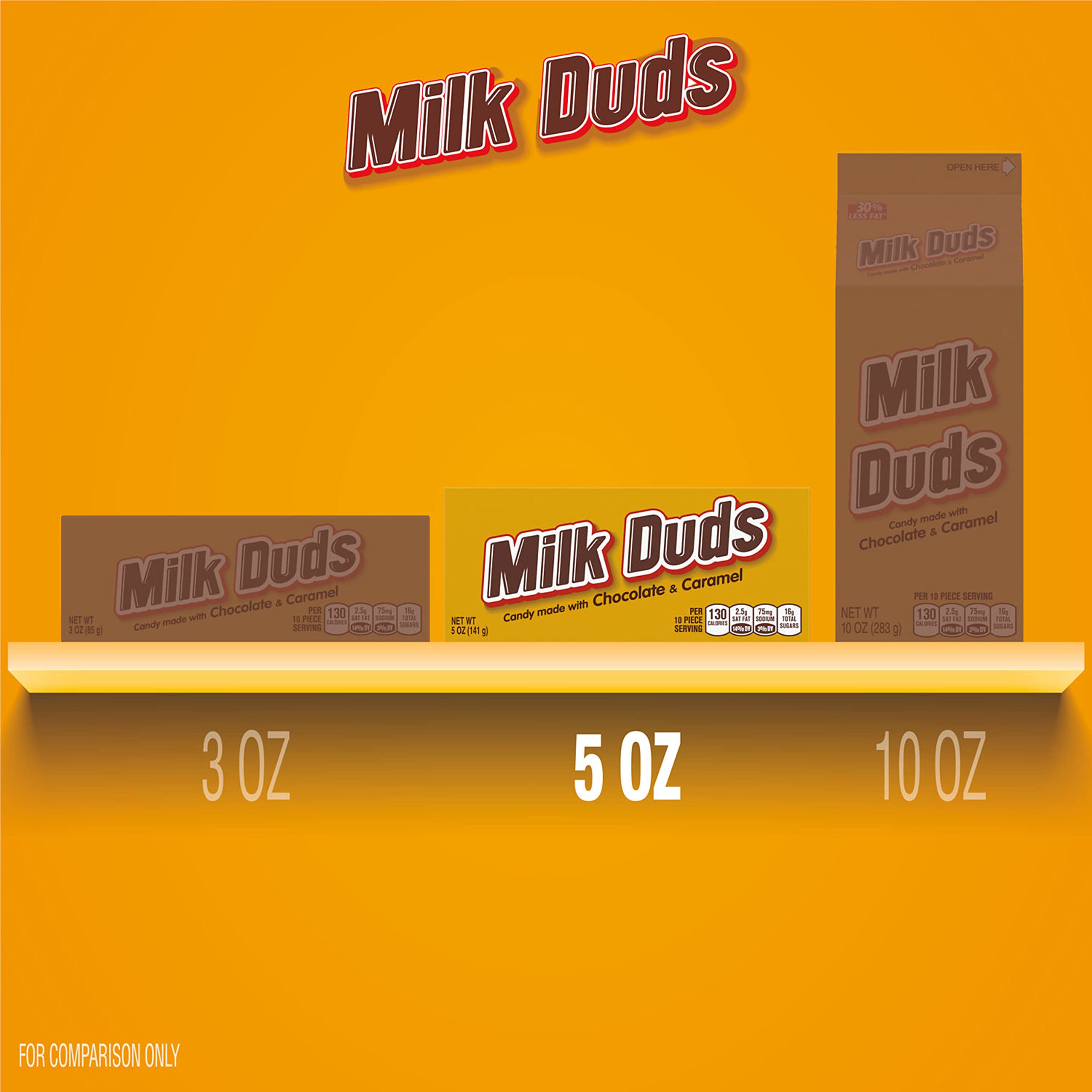 MILK DUDS Chocolate and Caramel Candy Boxes - 5 oz (12 Count) - Bulk Pack for Halloween, Christmas, Party Favors & Movie Night Snacks