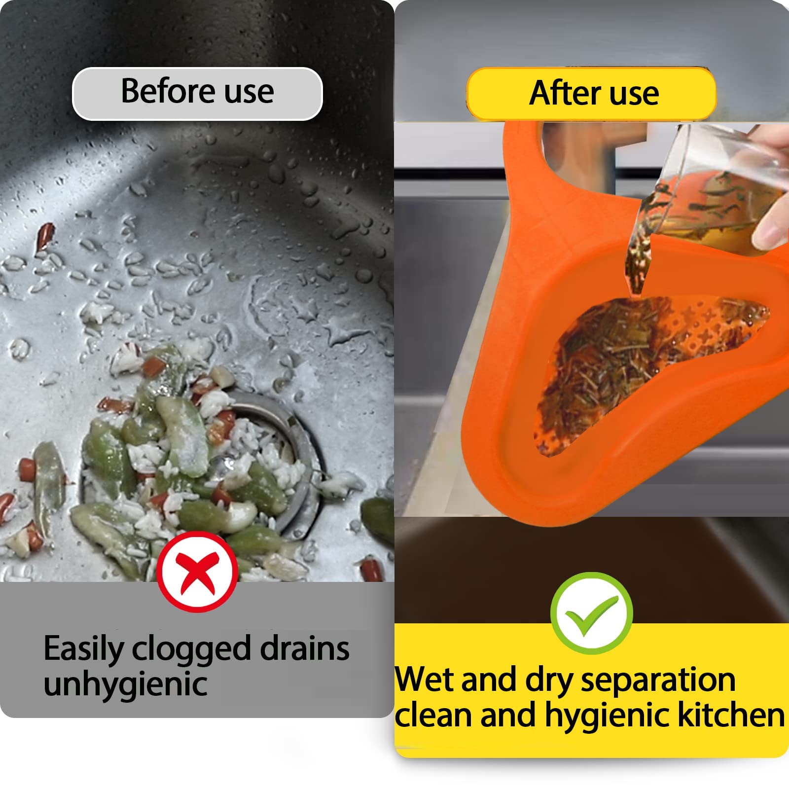 Swan Drain Basket for Kitchen Sink - 4 Pack Multifunctional Triangle Sink Filter, Vegetable & Fruit Drainer Rack, Kitchen Waste Drainer Basket - Perfect for Washing Produce, Draining Dishes, and Organizing Sink Area