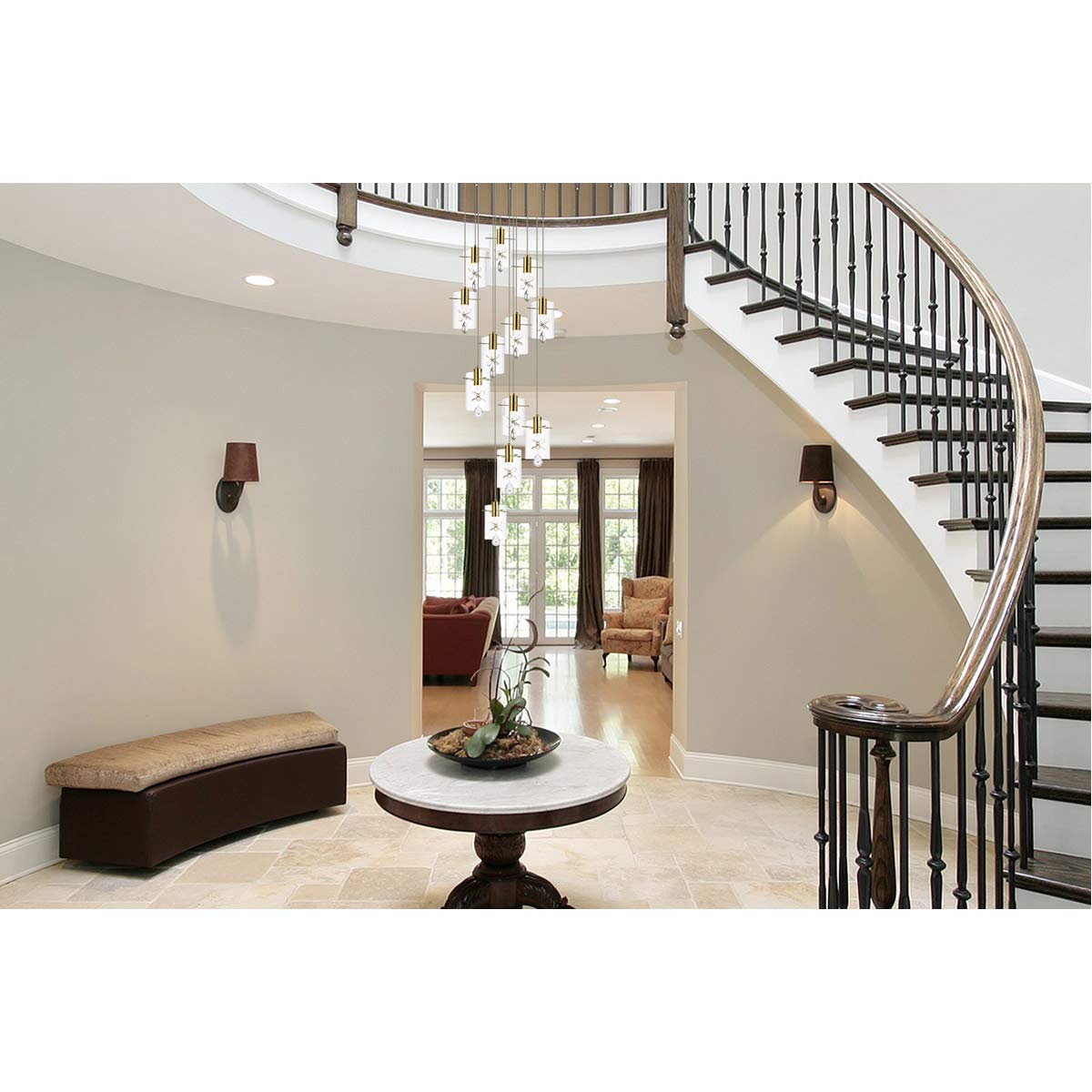Luxury Hana 12-Light Chandelier Pendant Lighting - Gold Finish for Living Room, Kitchen, Bedroom & Hallway | Elegant Dining Room Lighting & Modern Home Decor