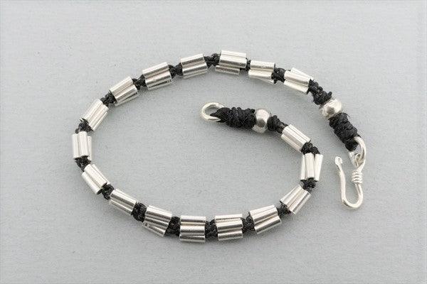 4 Tube Bracelet for Women - Black Pure Silver Adjustable Bangle - Perfect for Casual Wear, Parties & Gifts