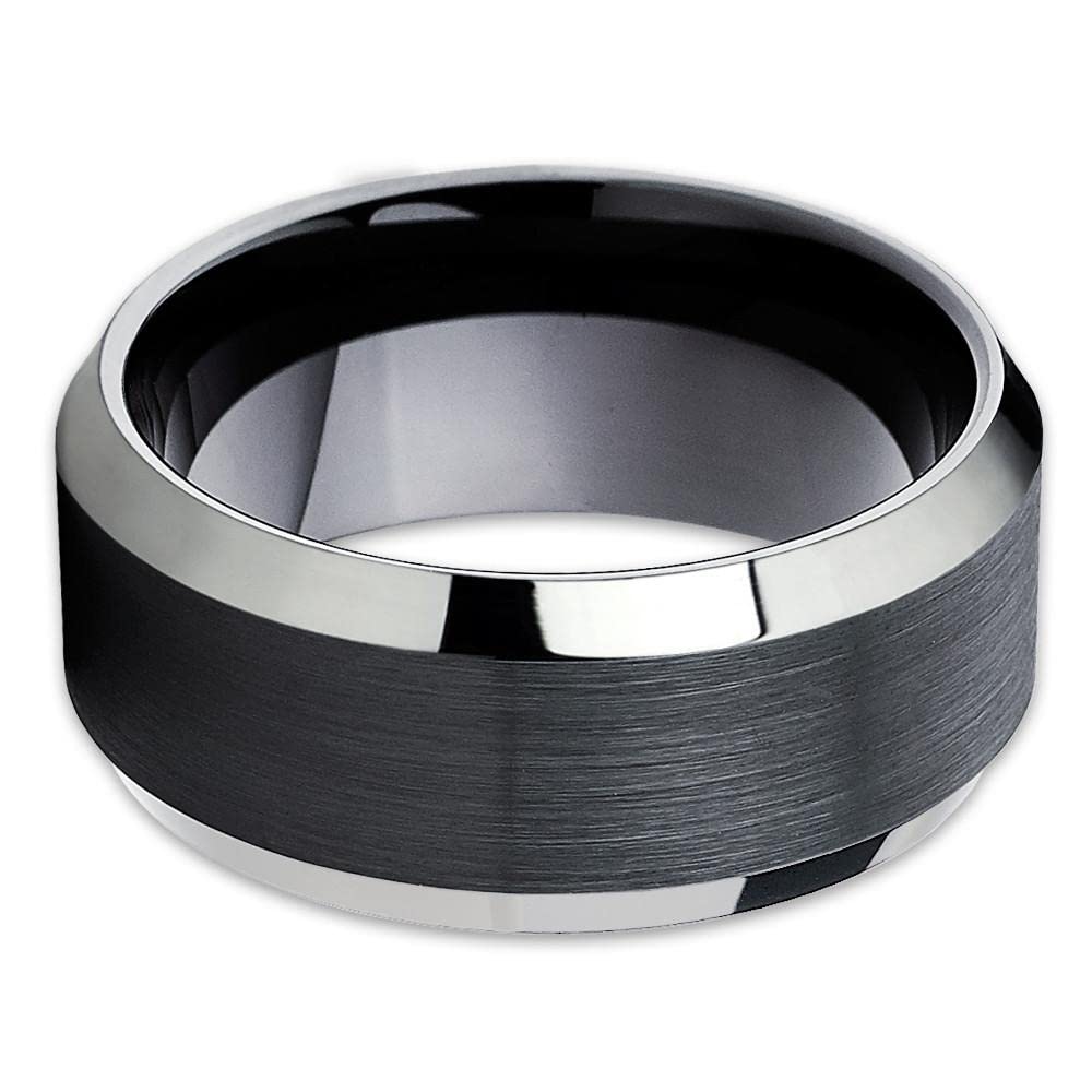 10mm Black Tungsten Carbide Wedding Band for Men - Durable Polished Anniversary & Engagement Ring - Perfect for Everyday Wear, Gifts & Special Occasions