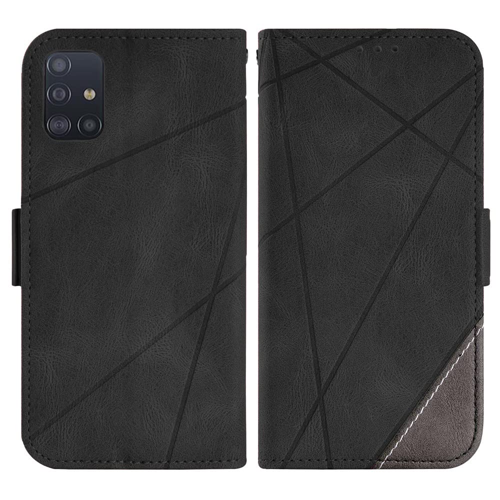 Asuwish Samsung Galaxy A51 4G Wallet Case with Tempered Glass Screen Protector - Leather Flip Cover Card Holder Phone Case for Galaxy A51/A515F/M40S (Black) - Perfect for Daily Use, Travel & Business Meetings