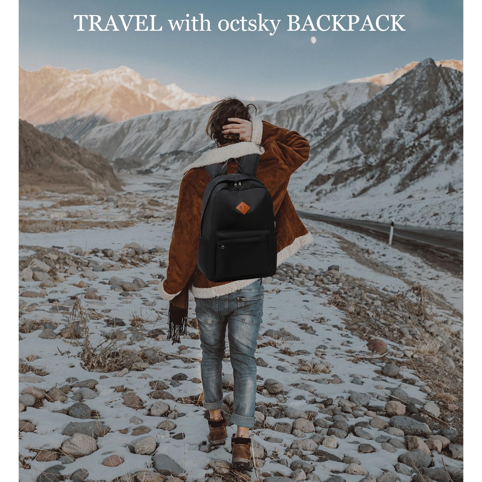 Octsky Waterproof Lightweight 17 Inch School Backpack for Elementary & Middle School Students - Durable Laptop Bookbag for Teens - Perfect for School, Travel & Daily Use - Black