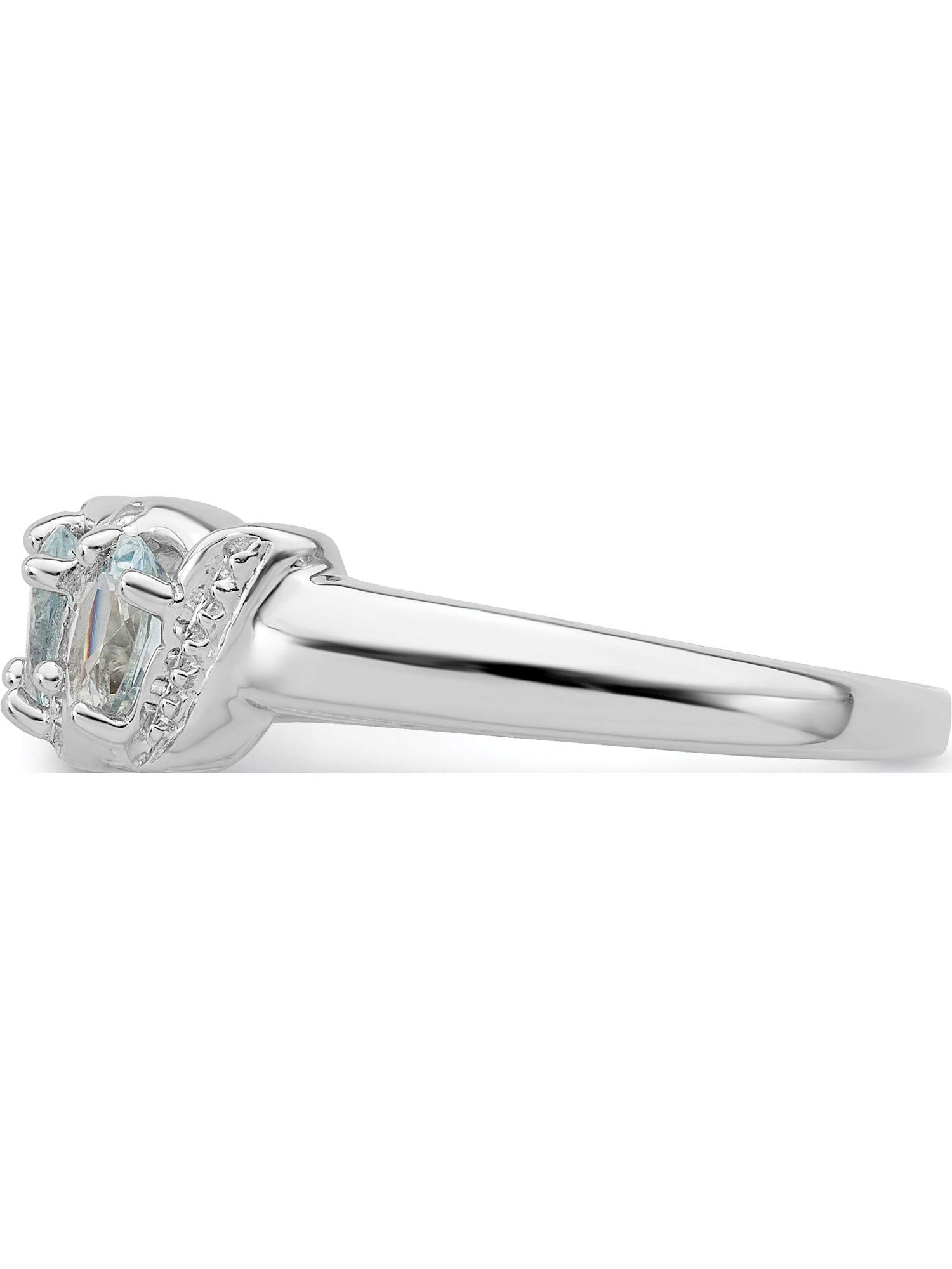 Sterling Silver Rhodium Plated Aqua & Diamond Ring for Women - Elegant Jewelry Gift for Anniversary, Engagement, or Special Occasions | Jewelry By Sweet Pea