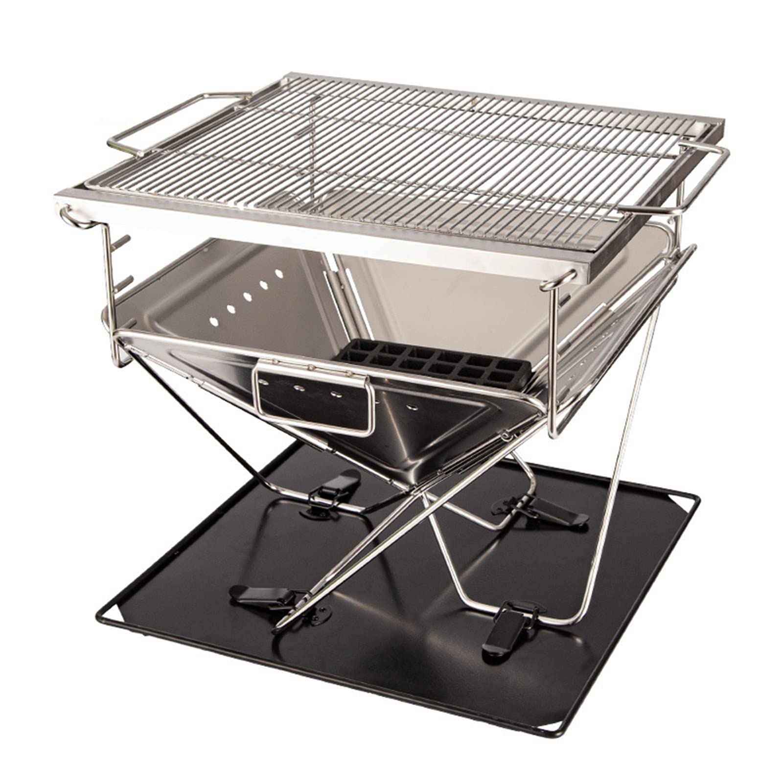 Portable Folding Fire Pit with Grill - Outdoor Campfire Stove for Backpacking, Hiking & Backyard BBQ - Includes Carrying Bag - Perfect for Camping, Picnics & Garden Parties