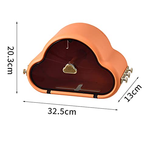 Sturdy Wall-Mounted Toilet Paper Holder & Tissue Dispenser - Punch-Free Installation, Waterproof Storage Box with Side Hooks for Bathroom, Kitchen & Living Room (Orange) - Perfect for Home, Office & RV Use