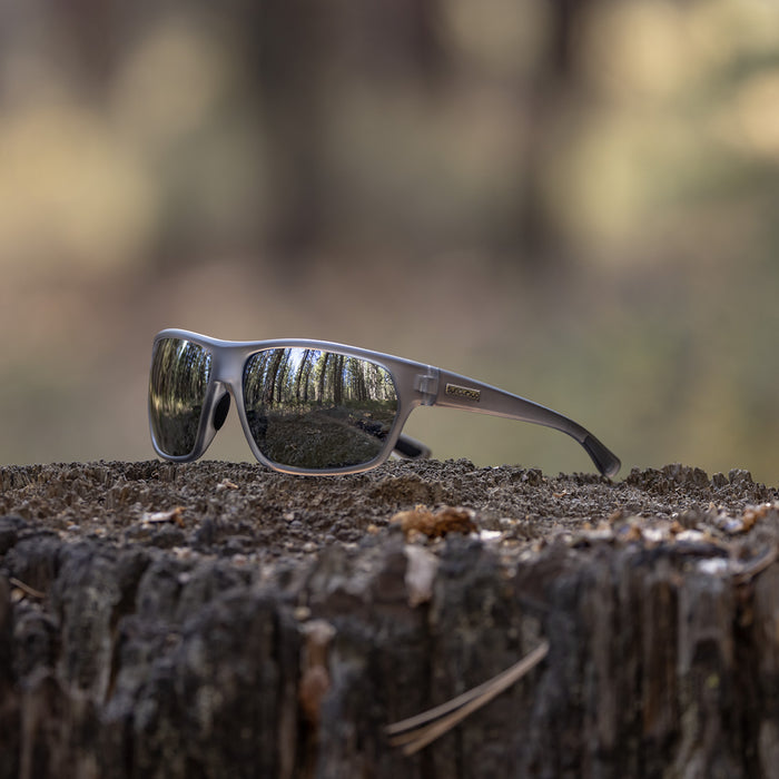 Boone Matte Silver Grey Polarized Sunglasses with Silver Mirror Lens - UV Protection for Outdoor Sports & Driving