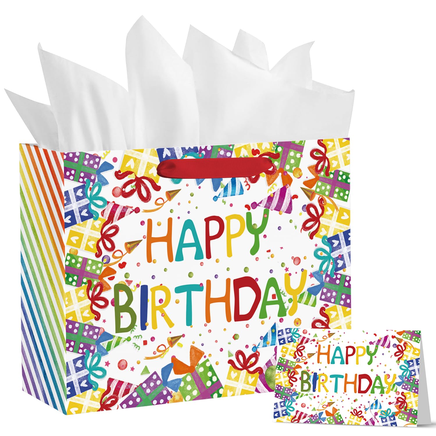 Horaldaily 13 Inch Large Birthday Gift Bags with Tissue Paper & Greeting Card - Premium Party Favor Bags for Men, Women & Kids - Perfect for Birthday Parties, Baby Showers & Special Occasions
