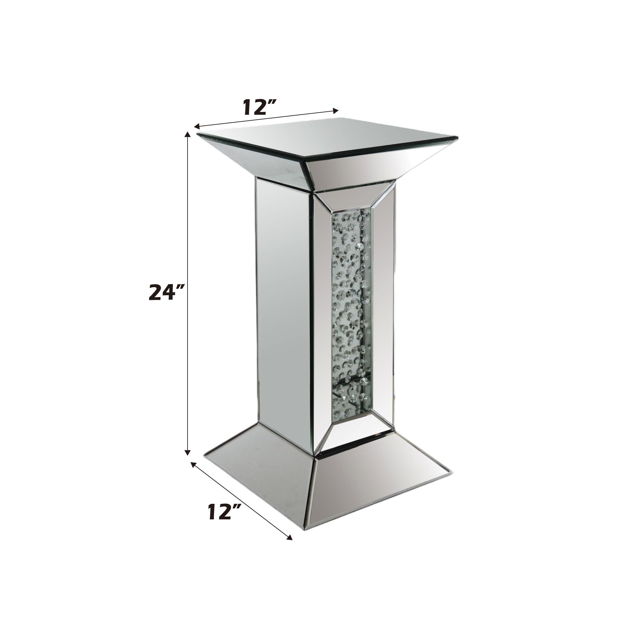 ACME Furniture St Nysa Mirrored Pedestal Stand - Elegant Display Stand for Home Decor, Jewelry & Collectibles | Perfect for Living Room, Bedroom or Entryway