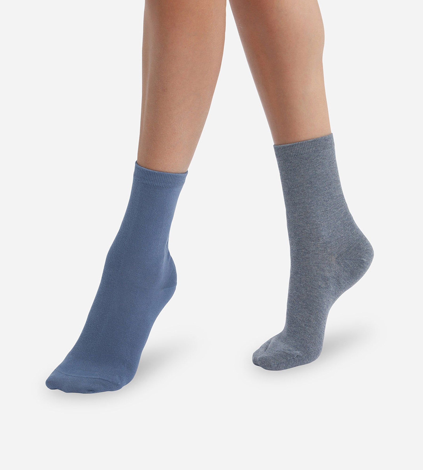 2 Pairs Women's Socks - Soft Cashmere Blue & Basic Gray Cotton Crew Socks for Everyday Comfort | Perfect for Work, Home & Casual Wear