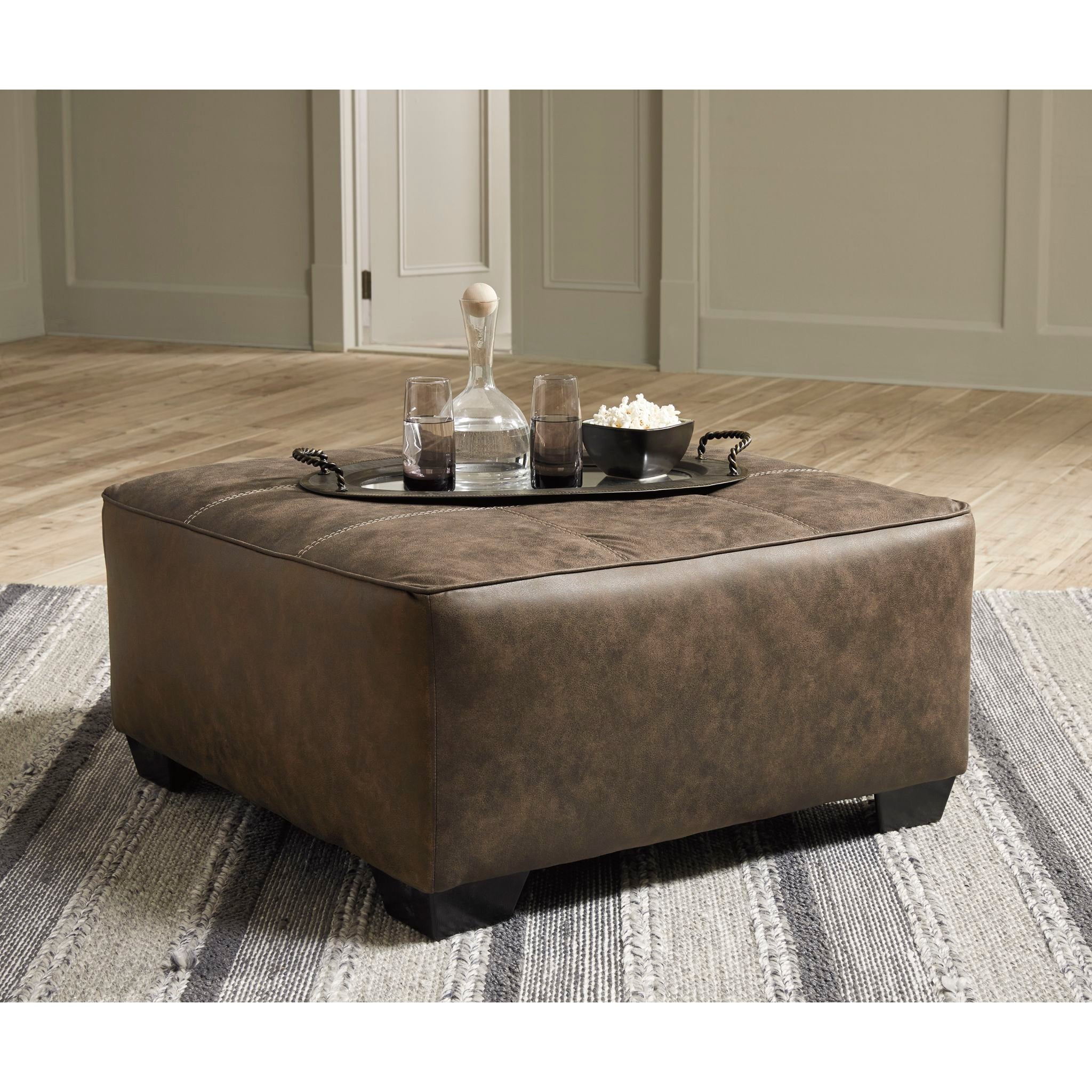 Luxury Abalone Oversized Accent Ottoman in Rich Chocolate Brown - Perfect for Living Room, Bedroom & Home Decor