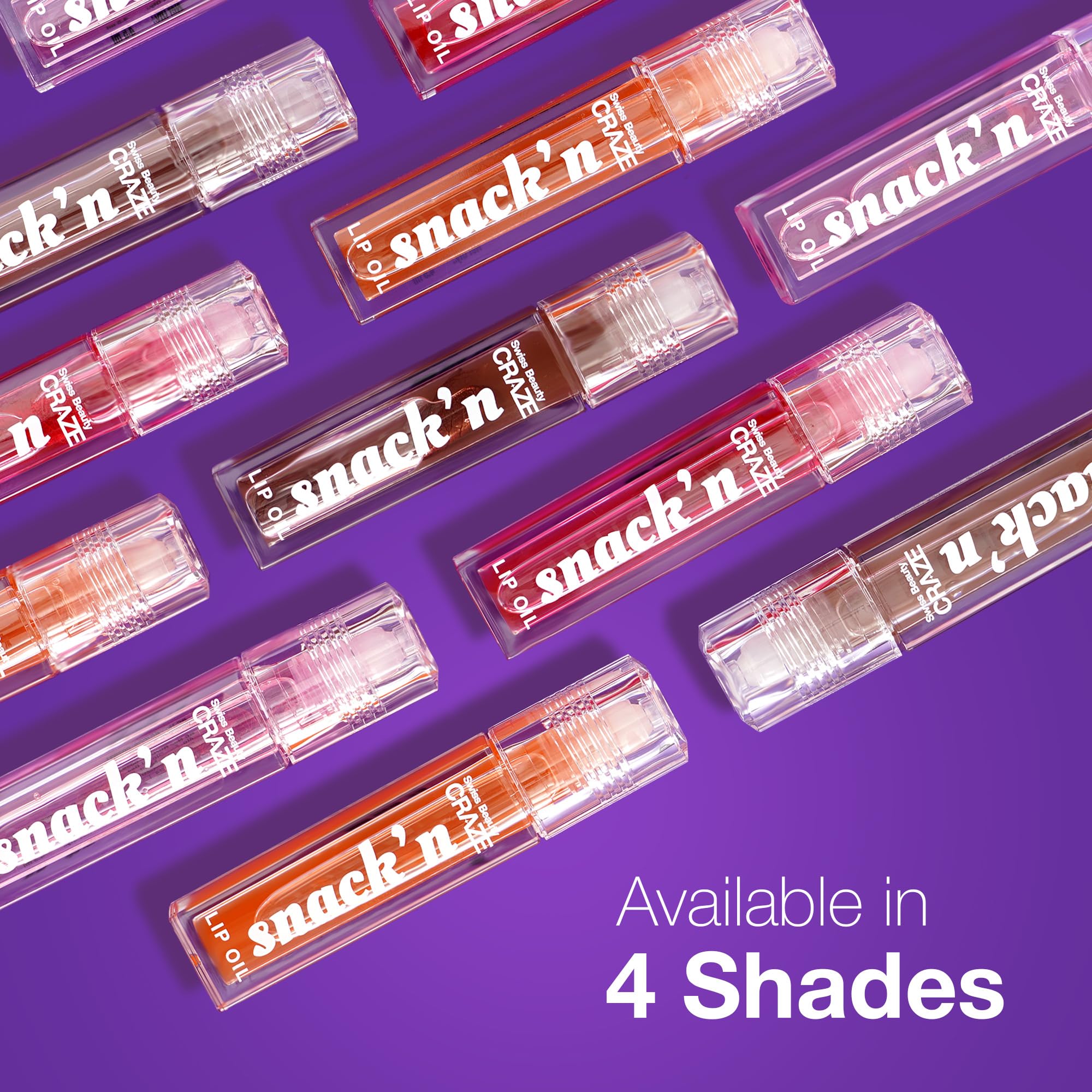 SWISS BEAUTY Craze Snack'N Nourishing Lip Oil with Vitamin E & Hyaluronic Acid - Glass-Like Shine, Hydrating & Plumping - Apple Tart Shade (4.5ml, Pink) | Perfect for Daily Moisture, Glossy Look & Night Lip Care