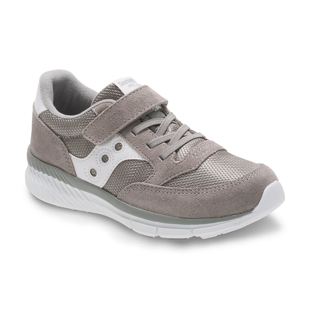 Saucony Grey & White Jazz Lite A/C Kids' Sneakers - Lightweight Athletic Shoes for Boys & Girls - Perfect for Running, School & Casual Wear