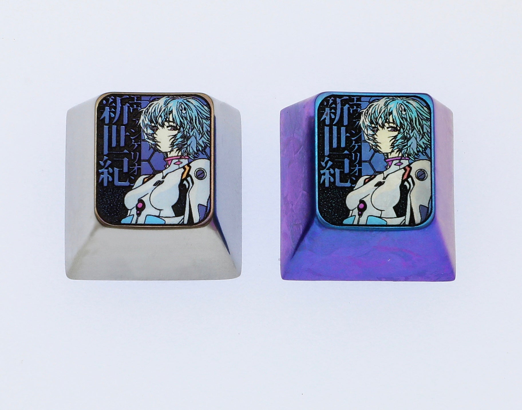 Premium EVA Anime Ayanami Rei 1U Titanium Alloy Metal Custom Keycaps - Mechanical Keyboard Decorative Keycaps for Gaming, Typing & Collectors
