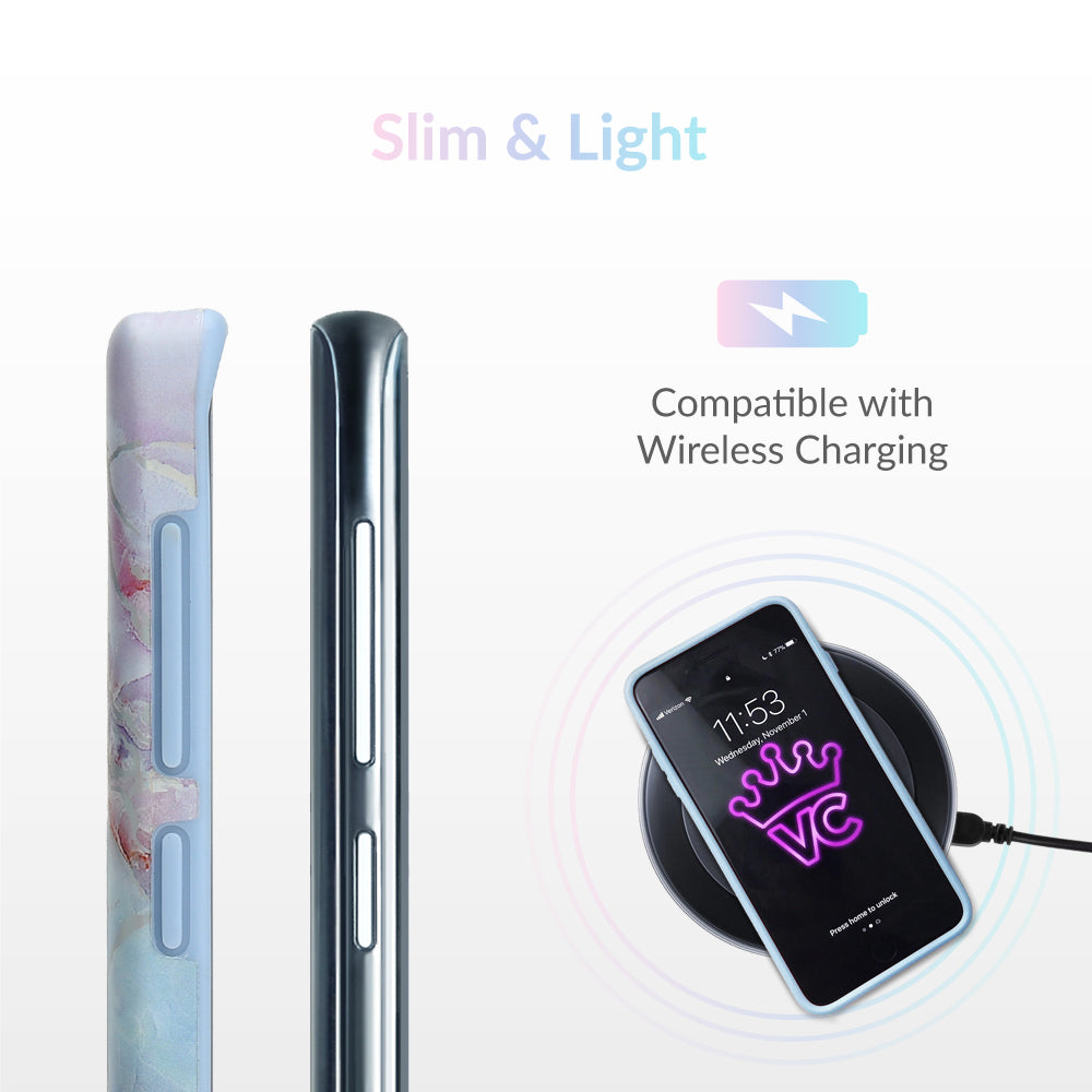 Holo Moonstone Marble Phone Case for Samsung Galaxy S21/S22/S23 - Protective Slim Cover with Unique Marble Design | Perfect for Everyday Use, Work & Travel