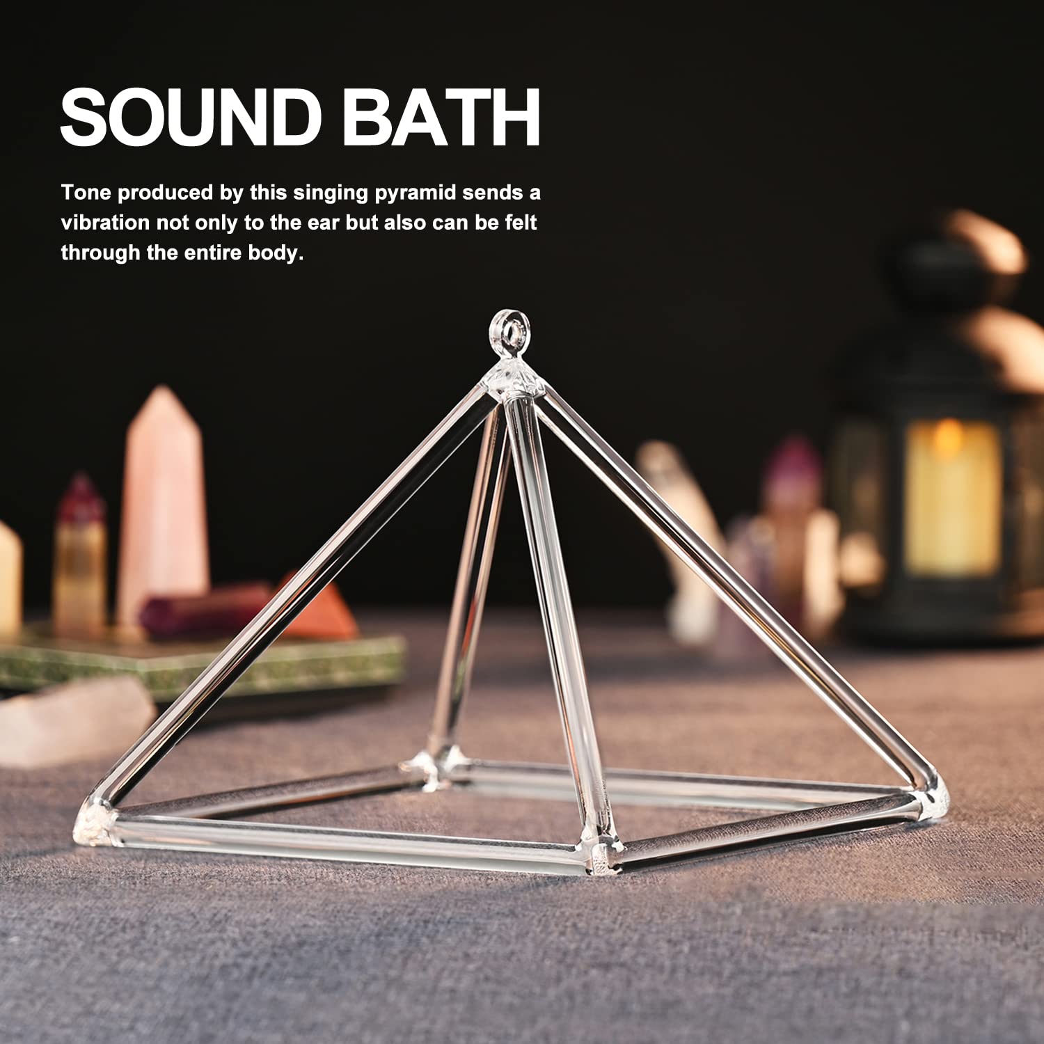 8 Inch Quartz Crystal Singing Pyramid - Healing Sound Instrument with Carry Case for Meditation, Yoga & Energy Work - Powerful Vibrational Therapy Tool for Chakra Balancing & Spiritual Healing