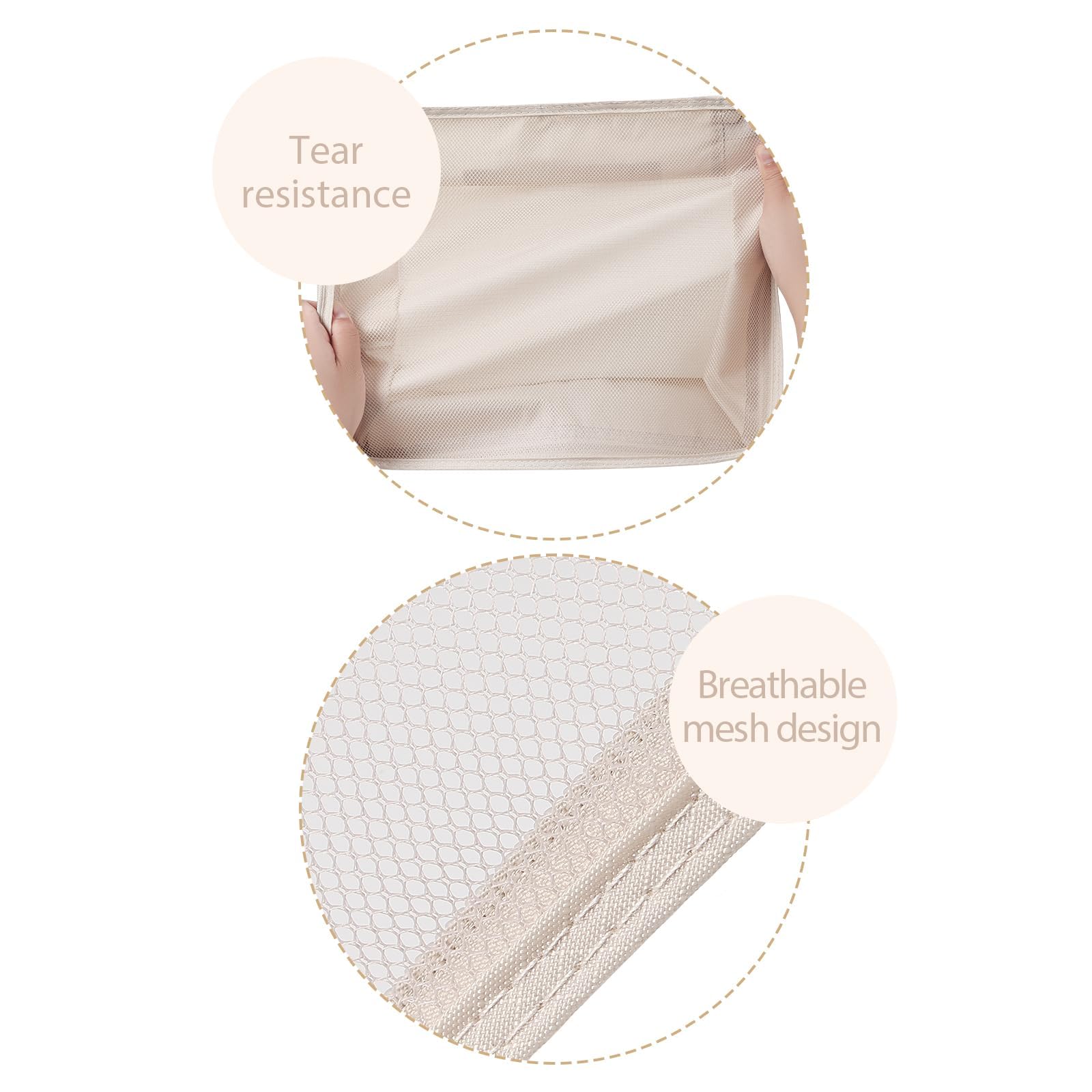 DIMJ 8-Piece Lightweight Mesh Travel Packing Cubes Set with Large Toiletries Bag - Beige Organizers for Suitcase & Luggage - Perfect for Business Trips, Vacations & Weekend Getaways