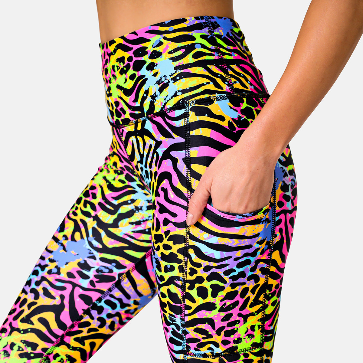 Rainbow Tiger Retro Reboot Capri Pants - Vintage 90s Style High Waisted Stretch Jeans for Women | Perfect for Casual Wear, Street Fashion & Summer Outfits