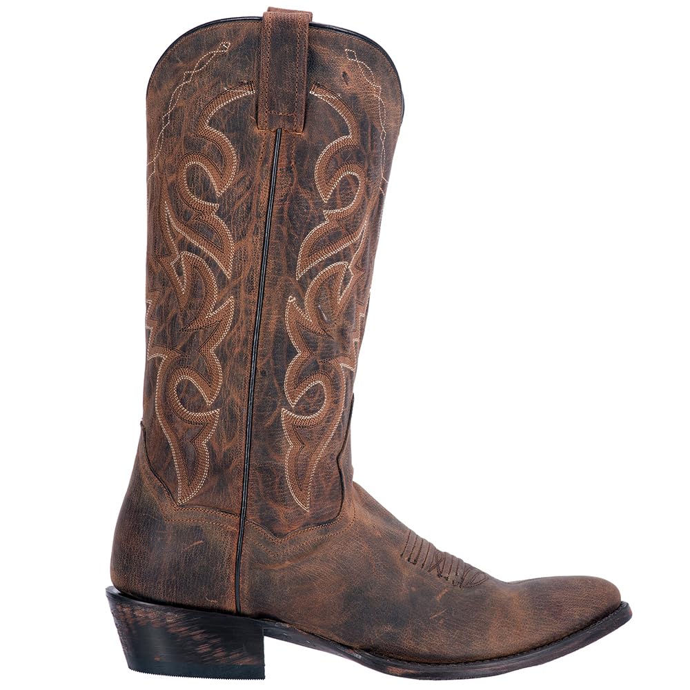 Dan Post Men's Milwaukee Embroidered Round Toe Casual Boots - Mid Calf Western Boots for Men, Black Leather Cowboy Boots for Daily Wear & Country Style Outfits