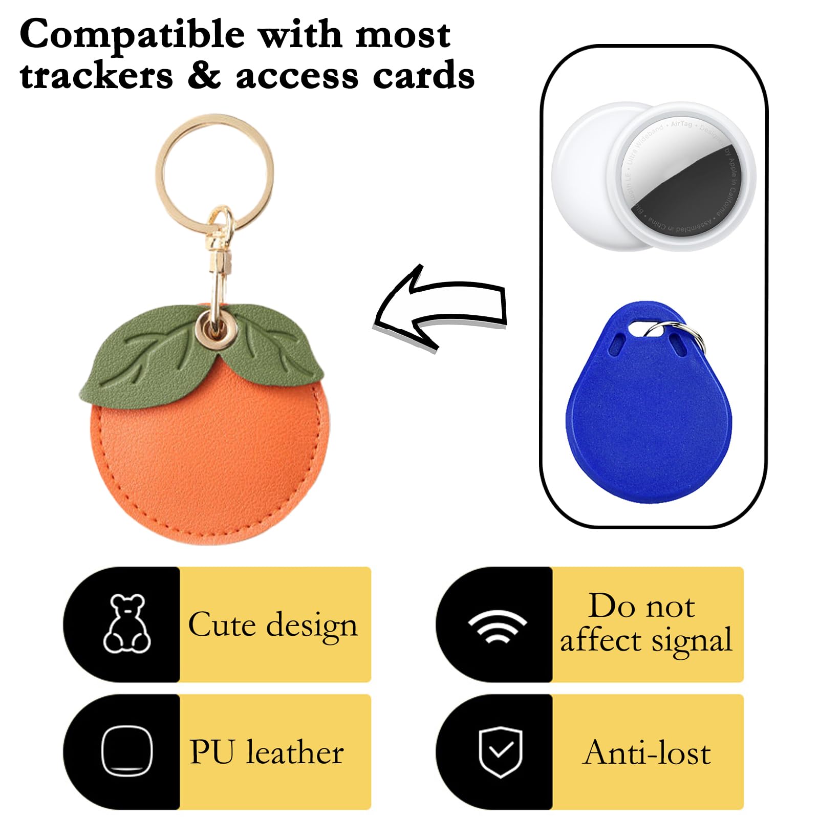 Durable Leather Keychain Holder for Apple AirTag - Anti-Scratch Protective Cover with Key Ring | Perfect for Keys, Luggage & Backpack Tracking