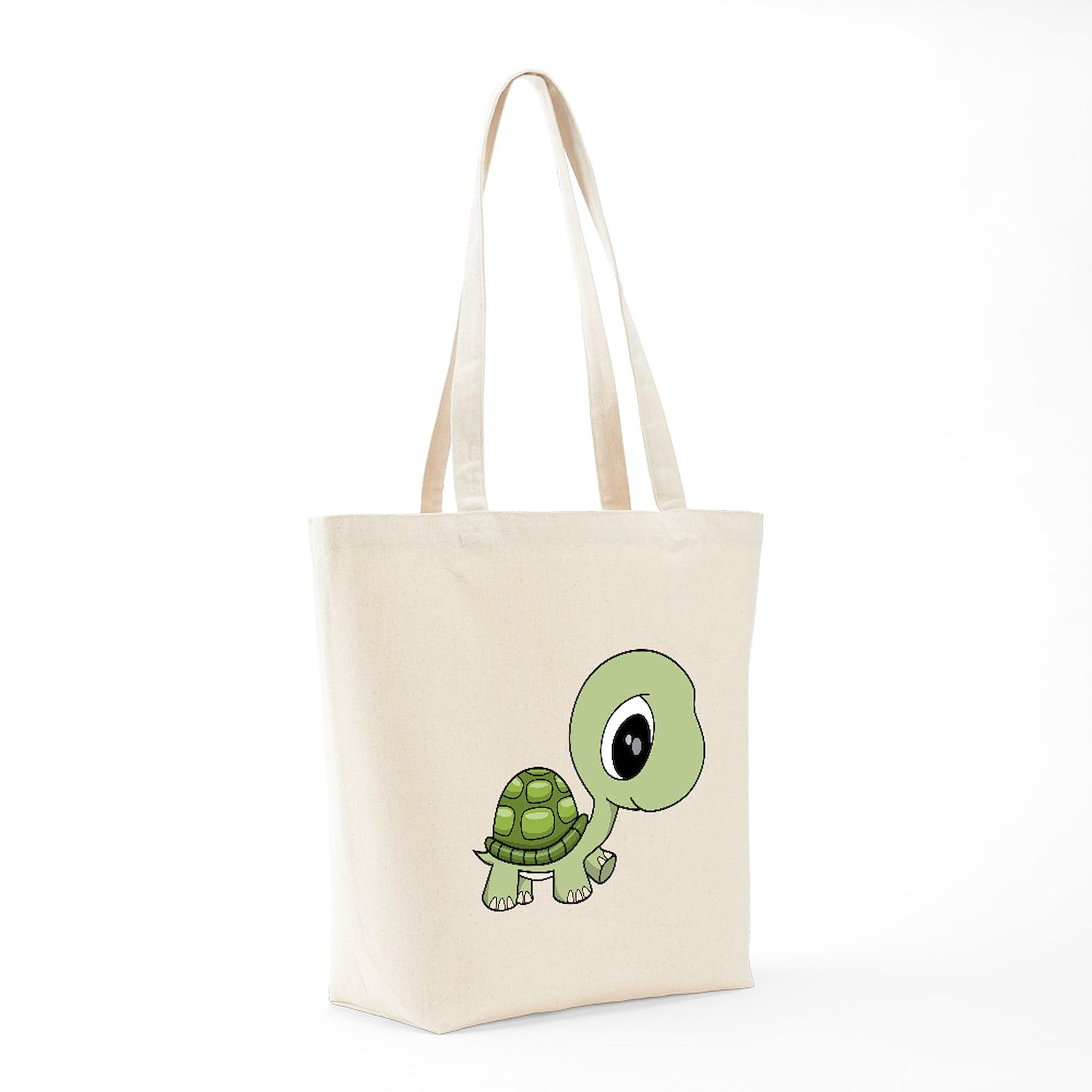 Eco-Friendly Baby Turtle Canvas Tote Bag - Reusable Natural Cotton Shopping Bag for Groceries, Beach & Daily Use