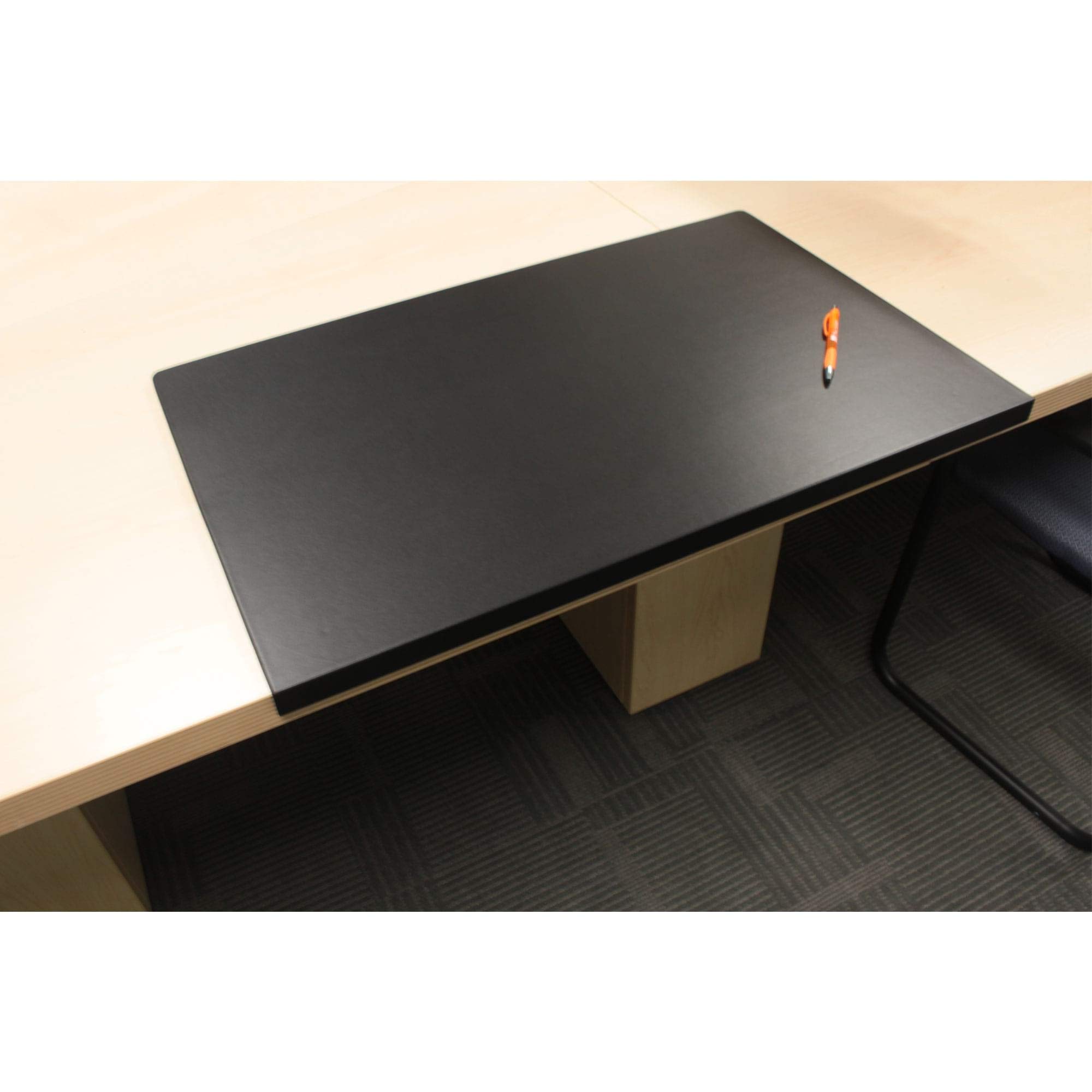 Premium Black Leather Desk Mat 30x19 Inches - Non-Slip Work Surface with Fixation Lip for Office, Gaming & Home Workspace - Protects Desks from Scratches & Spills