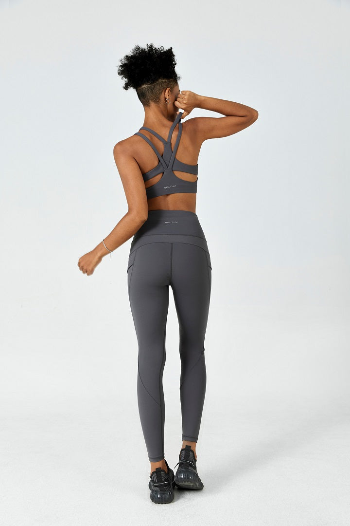 FlexEase™ High Waist Yoga Pants - Charcoal Grey - Women's Tummy Control Workout Leggings for Running, Gym & Lounge Wear