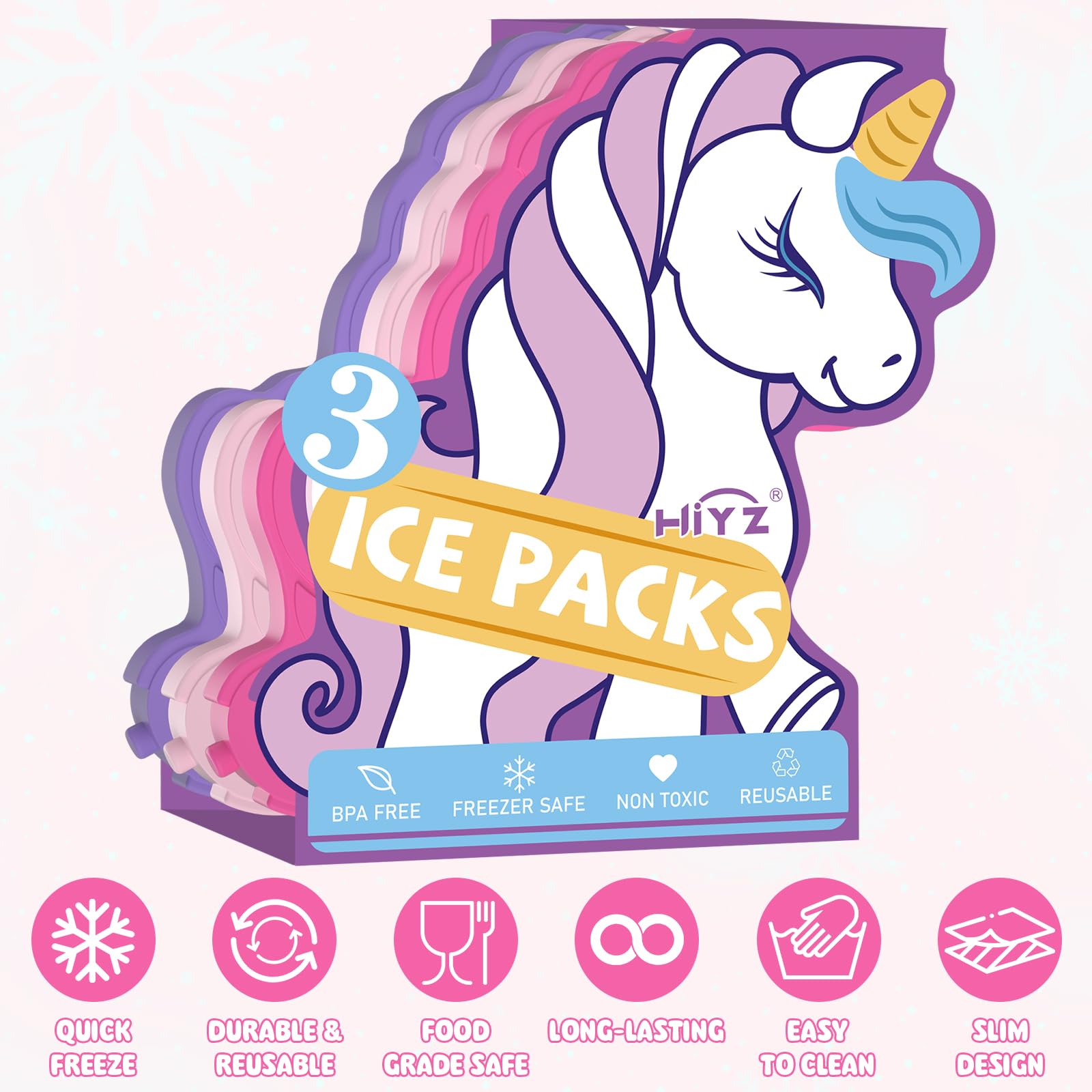 HiYZ Kids Ice Packs for Lunch Boxes - Slim & Reusable Ice Packs for School Lunch, Picnics & Outdoor Activities - Perfect for Keeping Food Fresh in Coolers & Lunch Bags