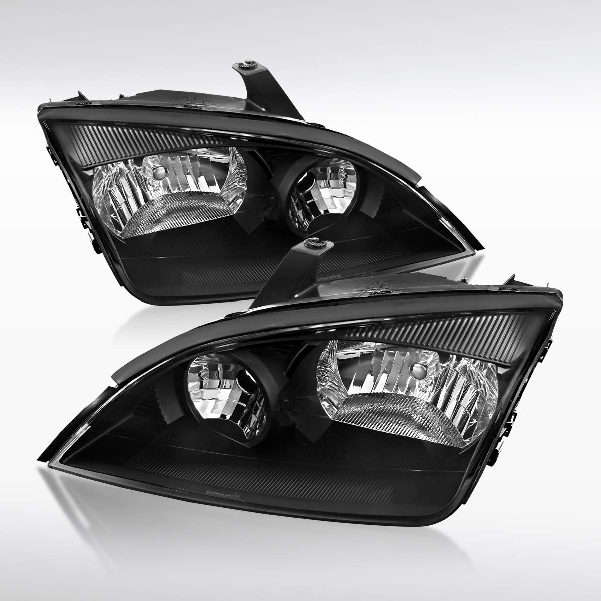 AUTOZENSATION Black Headlights Compatible with 2005-2007 Ford Focus - Left & Right Pair Replacement Headlamps for Improved Night Driving Safety