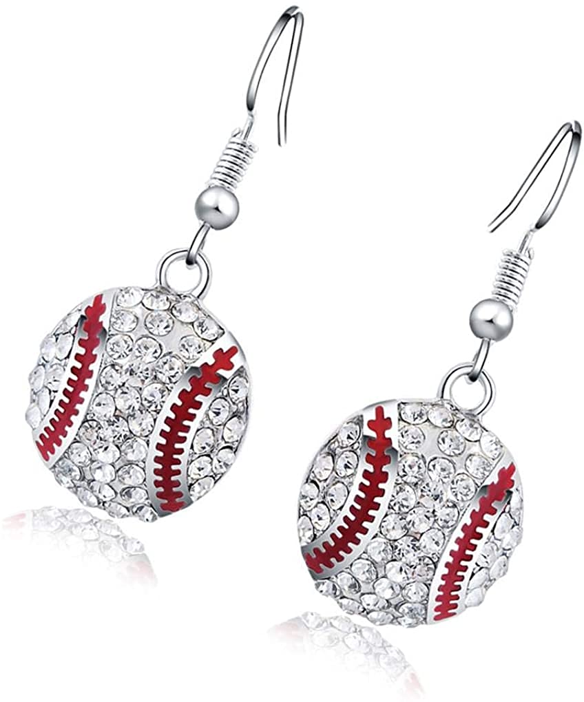 Sparkly Crystal Baseball Stud Earrings for Women - Elegant Wedding & Party Jewelry Gift - Perfect for Brides, Prom, and Special Occasions