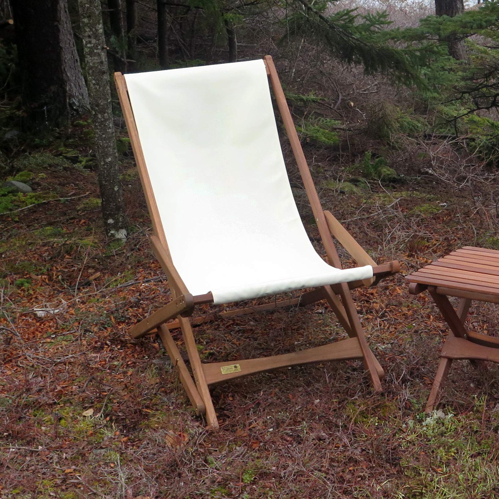 BYER OF MAINE Pangean Tailgate Bundle - Portable Small Folding Table & Comfortable Glider Chair Set in Natural Wood Finish | Perfect for Camping, Picnics, Beach Outings & Outdoor Events