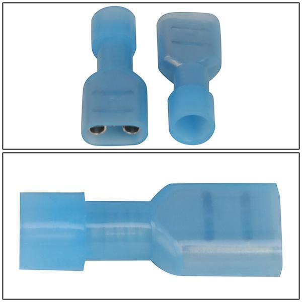 100Pcs 14-18 Gauge Blue Female Spade Quick Disconnect Terminals - Perfect for Automotive Wiring, DIY Electrical Projects & Appliance Repairs