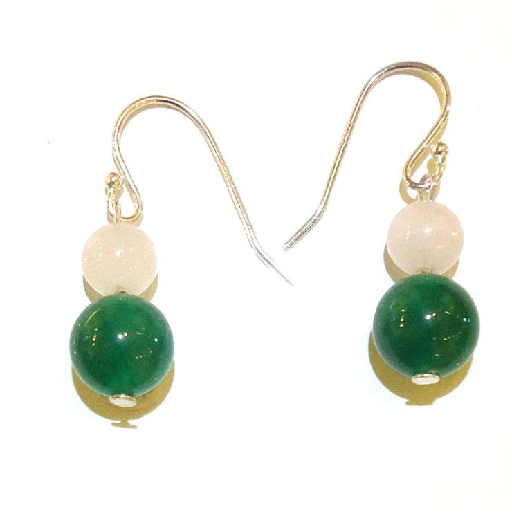 Natural Jade and Rose Quartz Earrings for Women – Elegant Healing Crystal Jewelry for Meditation, Yoga & Spiritual Gifts