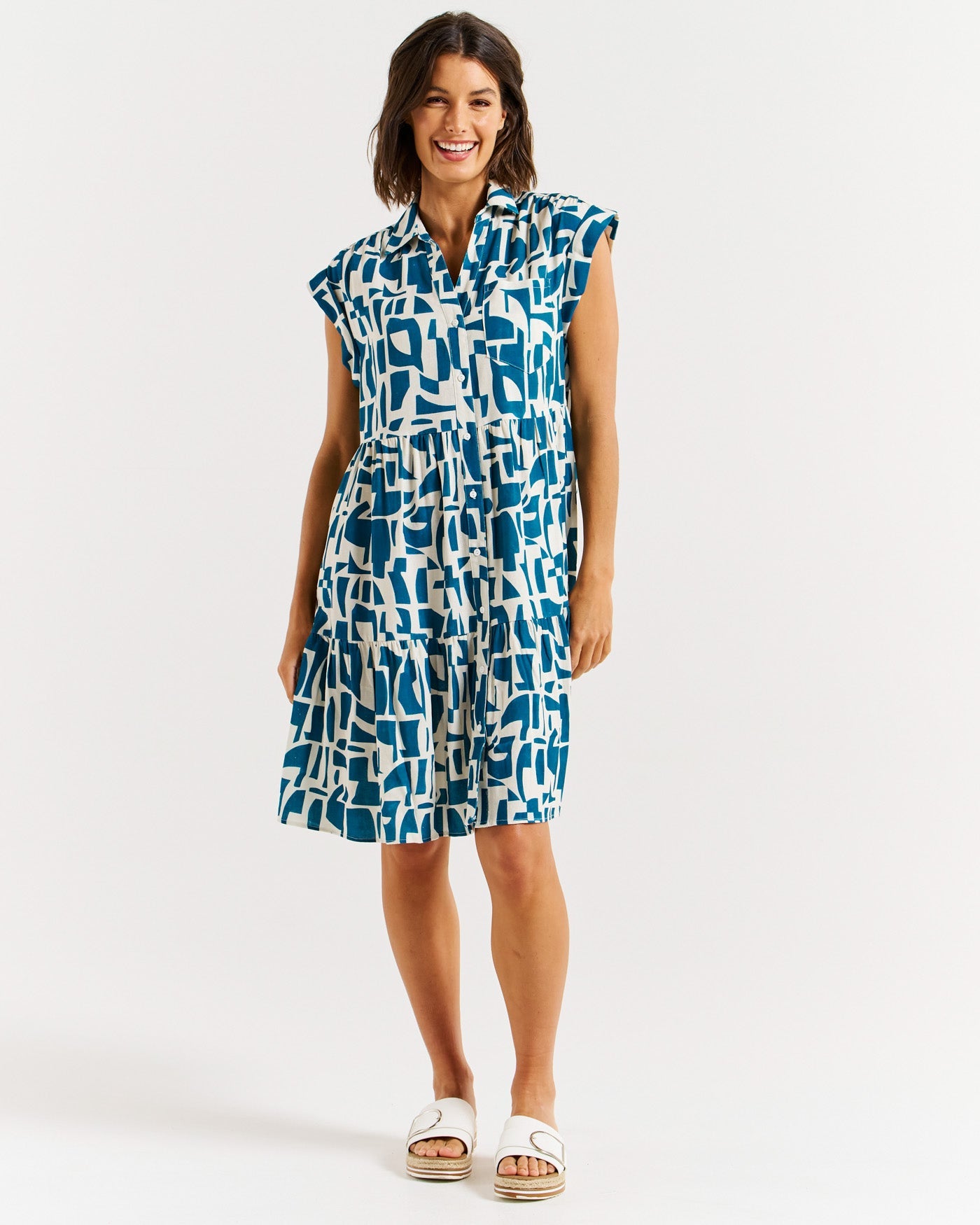 Betty Basics Zurich Dress - Stylish Geo Print Floral Summer Dress for Women | Perfect for Casual Outings, Beach Vacations, and Date Nights