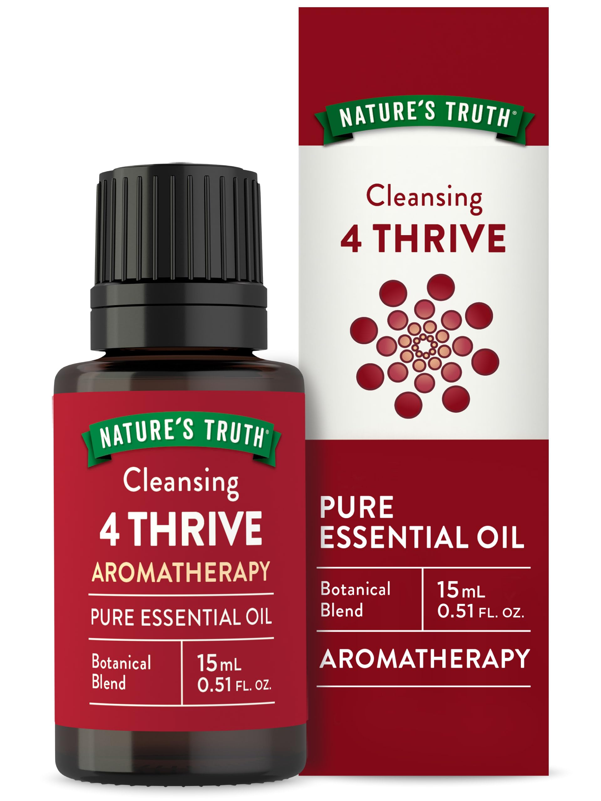 Nature's Truth Essential Oils 4-Piece Set - Lavender, Peppermint, Tea Tree & Eucalyptus (0.51 fl oz) for Aromatherapy, Relaxation & Home Diffuser Use