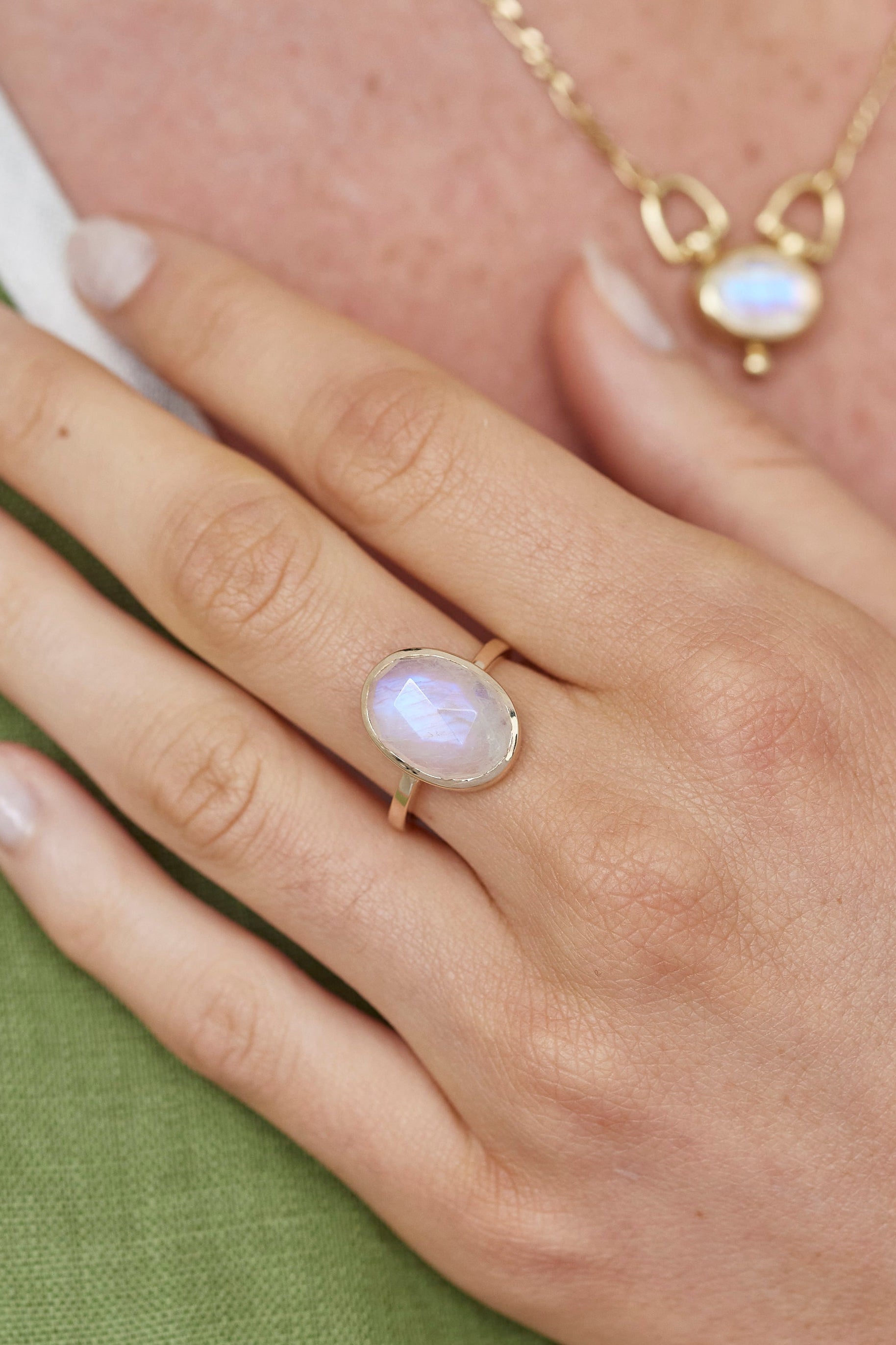 Faceted Oval Moonstone Ring - Elegant Handmade Sterling Silver Jewelry for Women | Perfect for Weddings, Parties & Everyday Wear