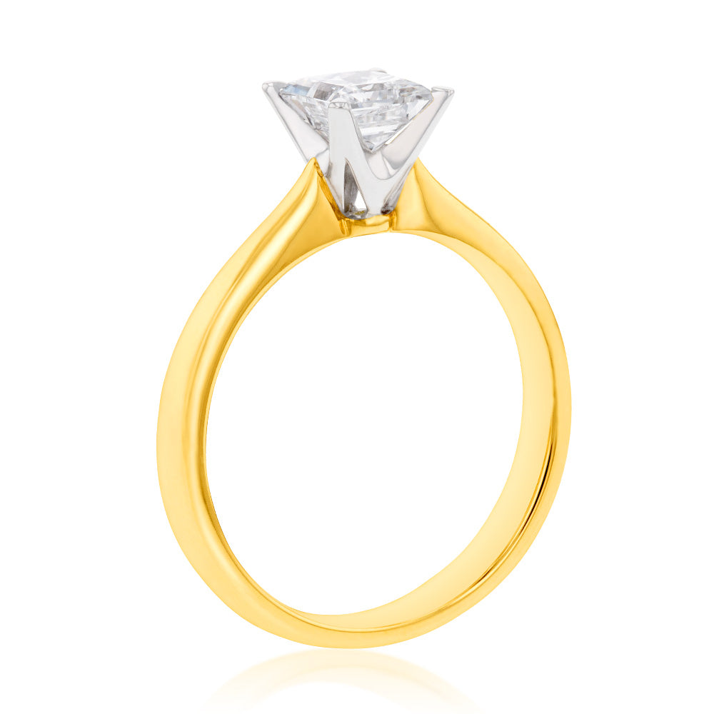 18ct Yellow Gold Solitaire Ring with 1 Carat Certified Diamond - Elegant Engagement Ring for Women, Perfect for Proposals, Anniversaries & Special Occasions
