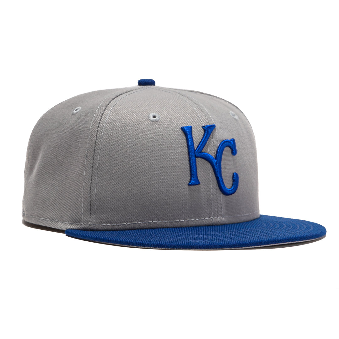 New Era 59Fifty Retro On Field Kansas City Royals Baseball Cap - Gray & Royal Blue Adjustable Snapback Hat for Men & Women | MLB Fan Gear, Sports Outdoors, Casual Streetwear Fashion
