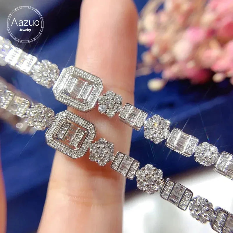 18K White Gold Real Diamond 3.20ct Trapezium Bracelet for Women - Elegant Wedding, Engagement & Party Jewelry Gift | Perfect for Anniversaries, Date Nights & Special Occasions